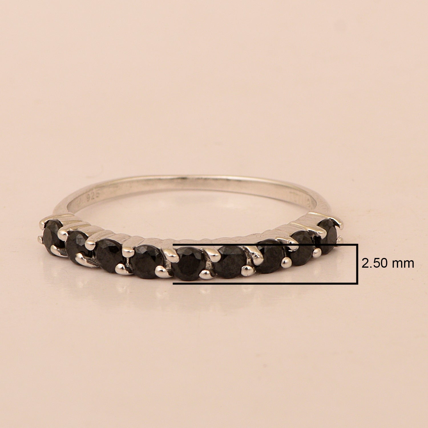 925 Sterling Silver Round Cut 0.46 Ctw Black Spinel Women Engagement Ring - Kimaya INC