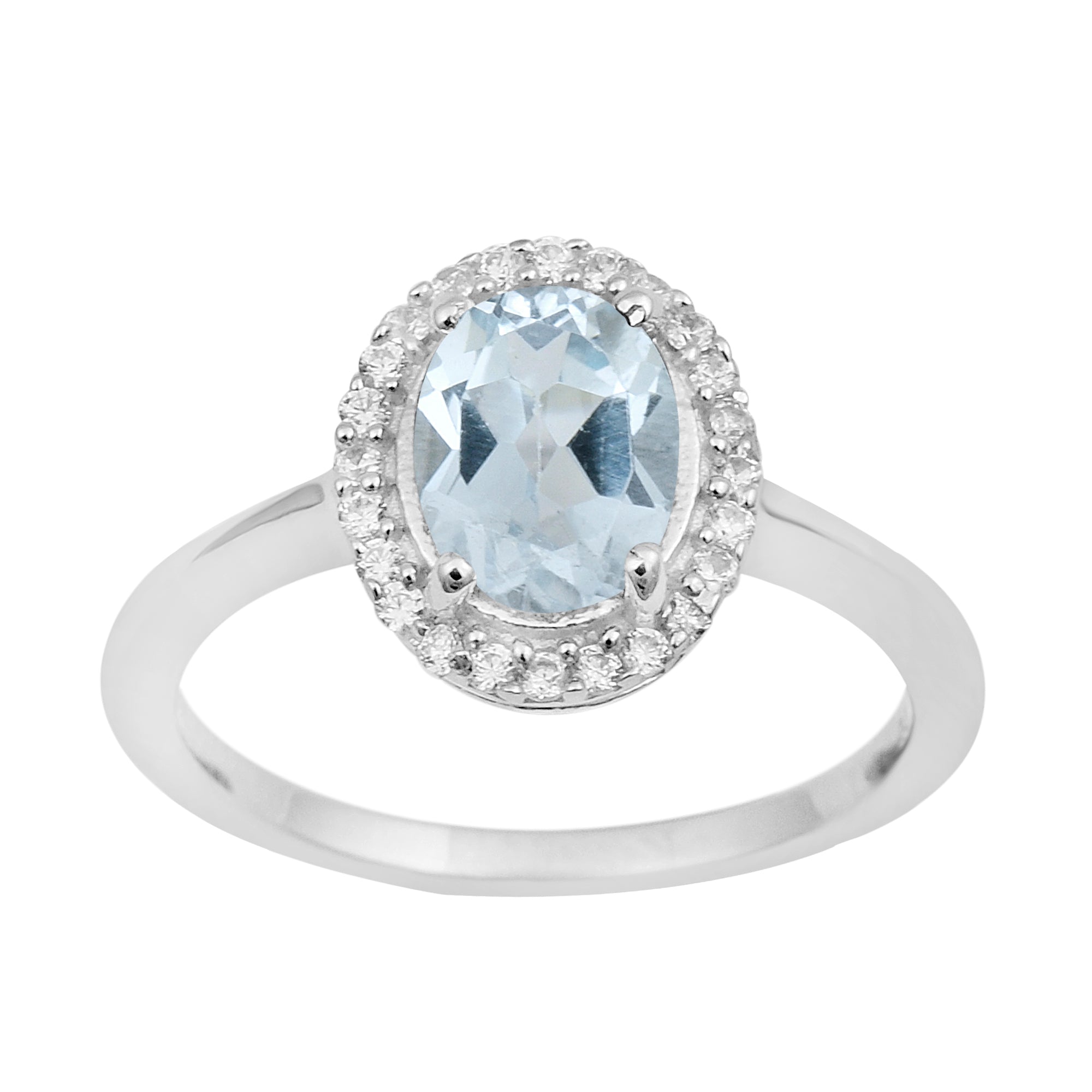 Art Deco Oval 8X6 MM Aquamarine Gemstone 925 Sterling Silver Women Ring - Kimaya INC