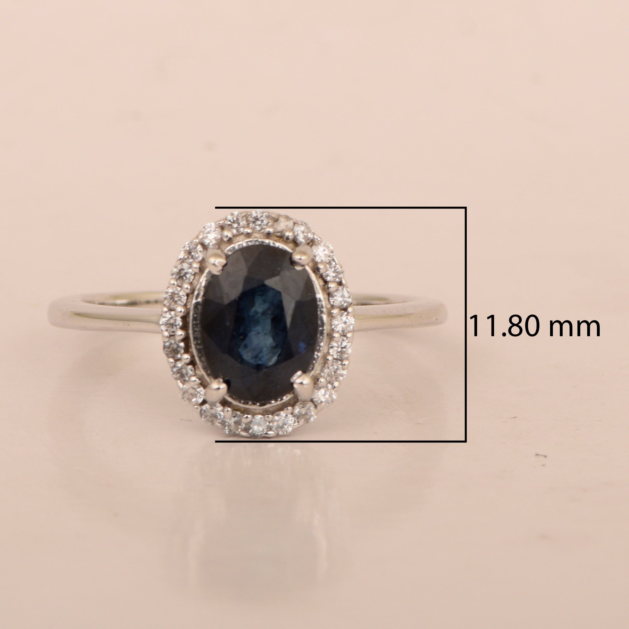 Art Deco Oval 8X6 MM Blue Sapphire Gemstone 925 Sterling Silver Women Ring - Kimaya INC