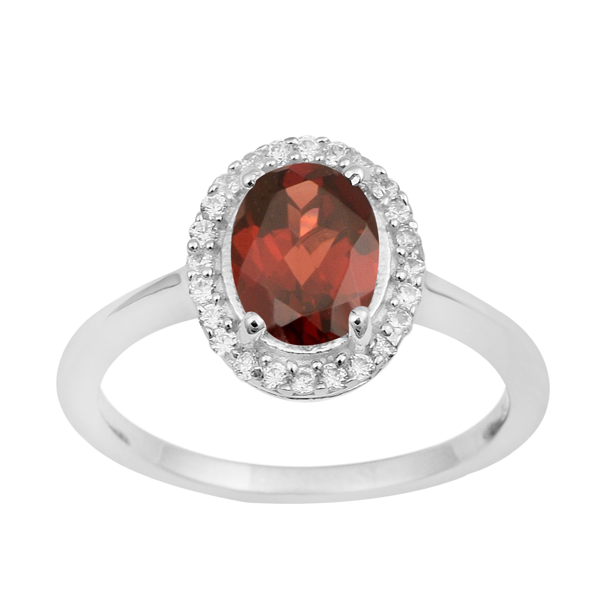 Art Deco Oval 8X6 MM Garnet Gemstone 925 Sterling Silver Women Ring - Kimaya INC