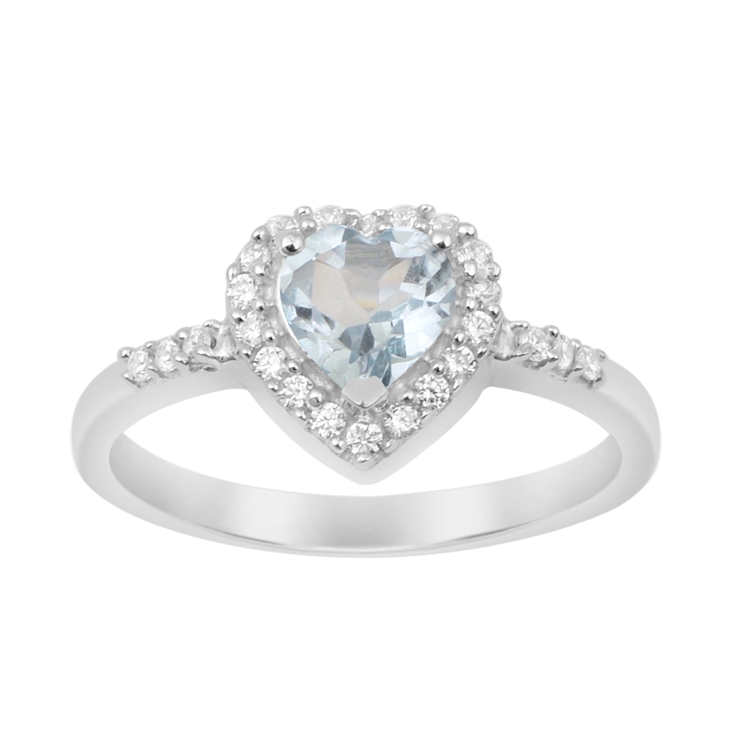 925 Sterling Silver Heart Cut 6mm Blue Topaz Women Engagement Ring - Kimaya INC