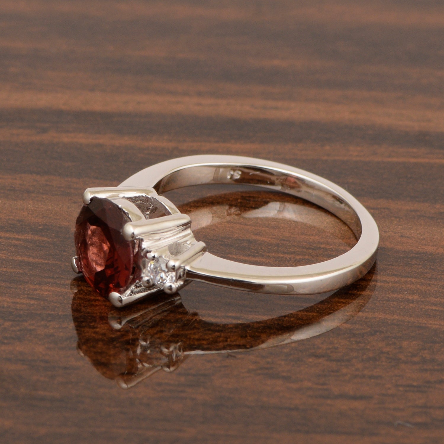 Round 8mm Garnet Gemstone 925 Sterling Silver Solitaire Ring - Kimaya INC