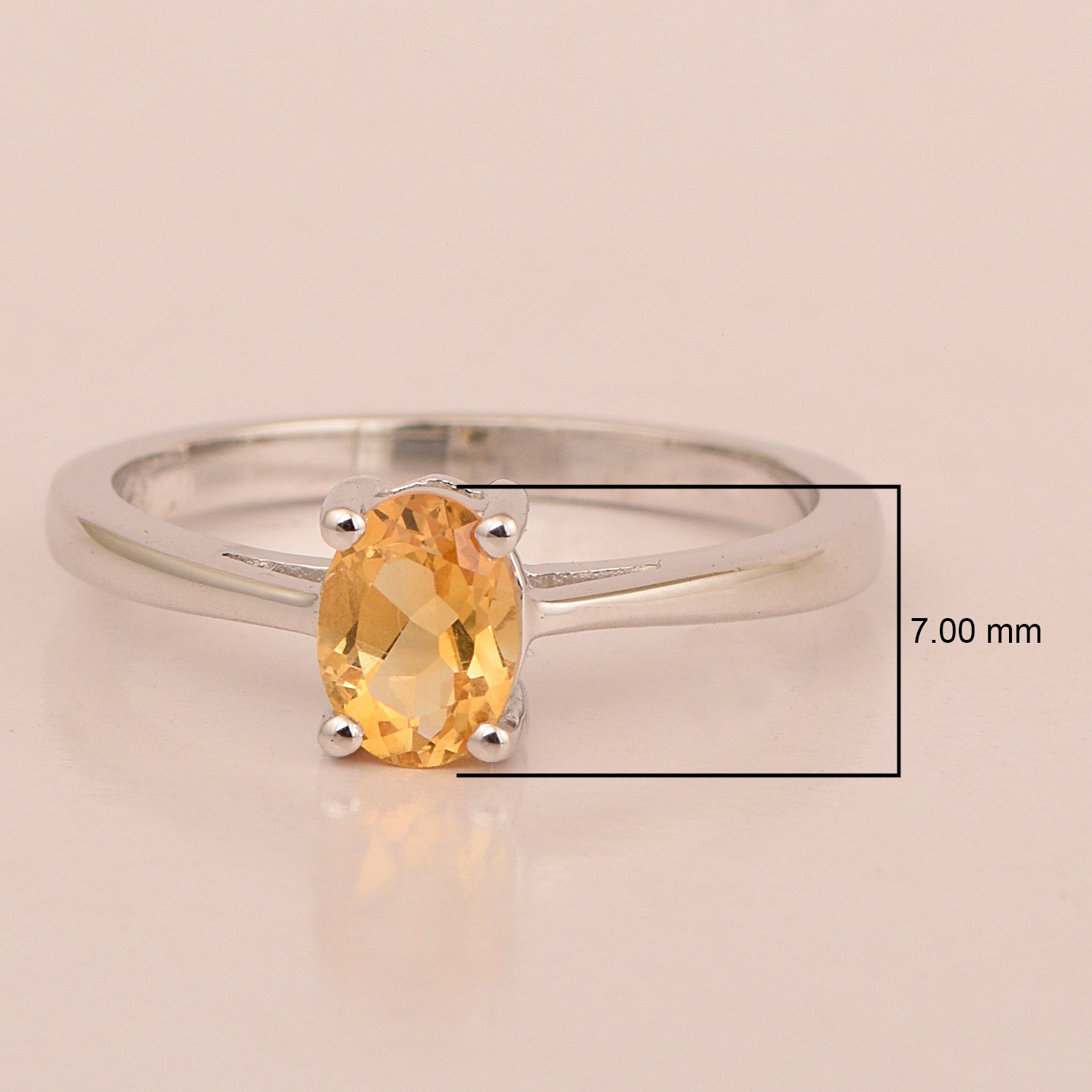 Stackable 925 Sterling Silver Oval 7x5mm Citrine Gemstones Women Ring - Kimaya INC