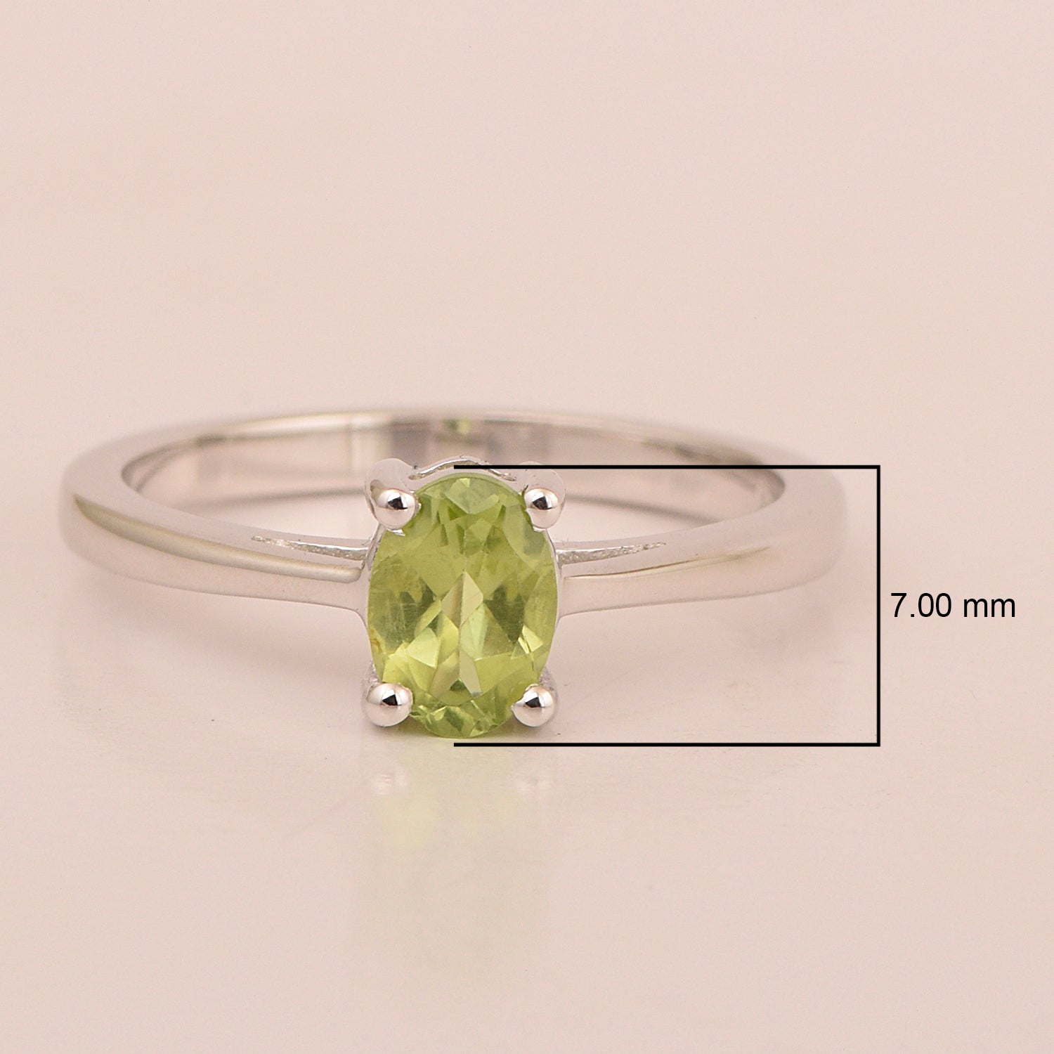 Stackable 925 Sterling Silver Oval 7x5mm Peridot Gemstones Women Ring - Kimaya INC
