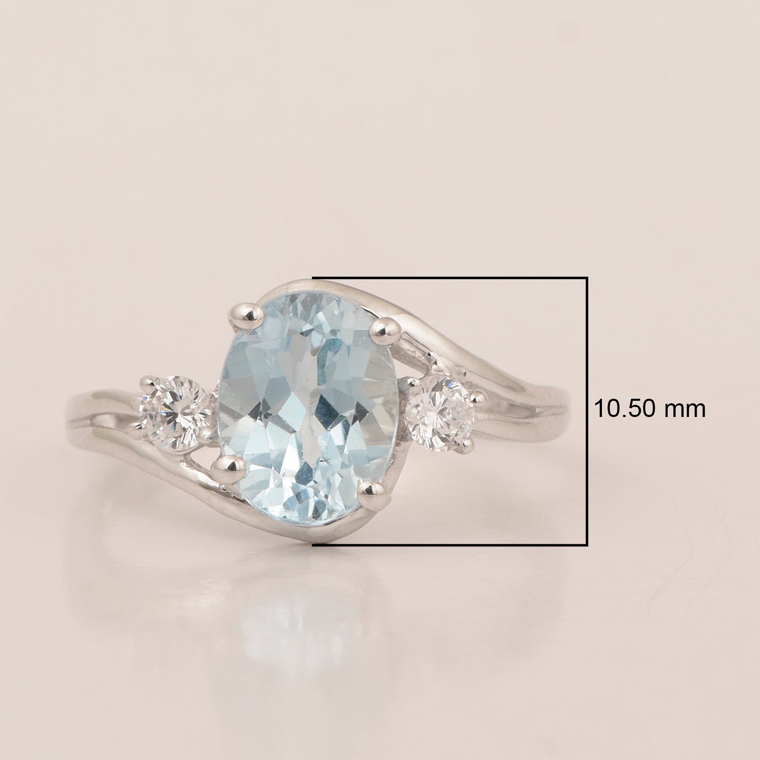 Sterling Silver Oval 2.25 Ctw Swiss Blue Topaz with White Topaz Accent Women Rings - Kimaya INC