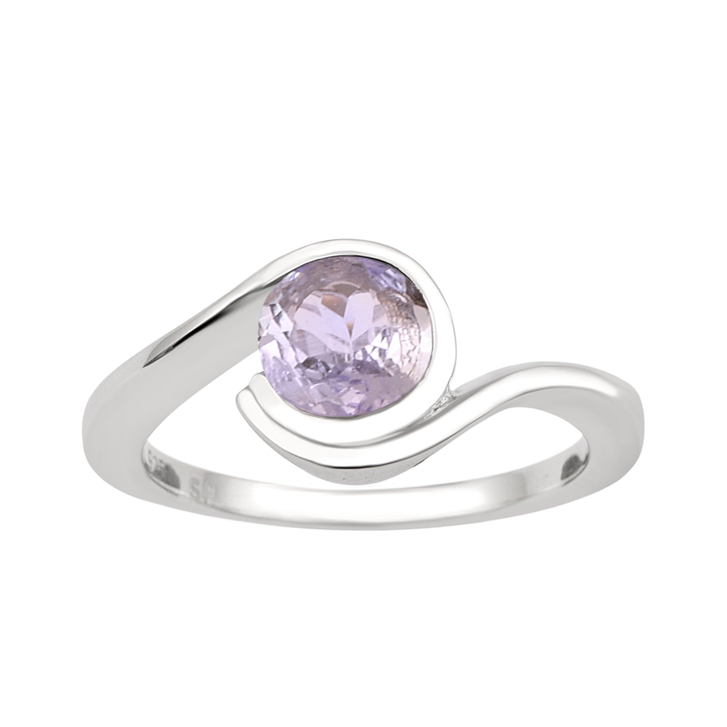 Bar-Set Solitaire 6mm Round Tanzanite Bypass Ring 925 Sterling Silver - Kimaya INC