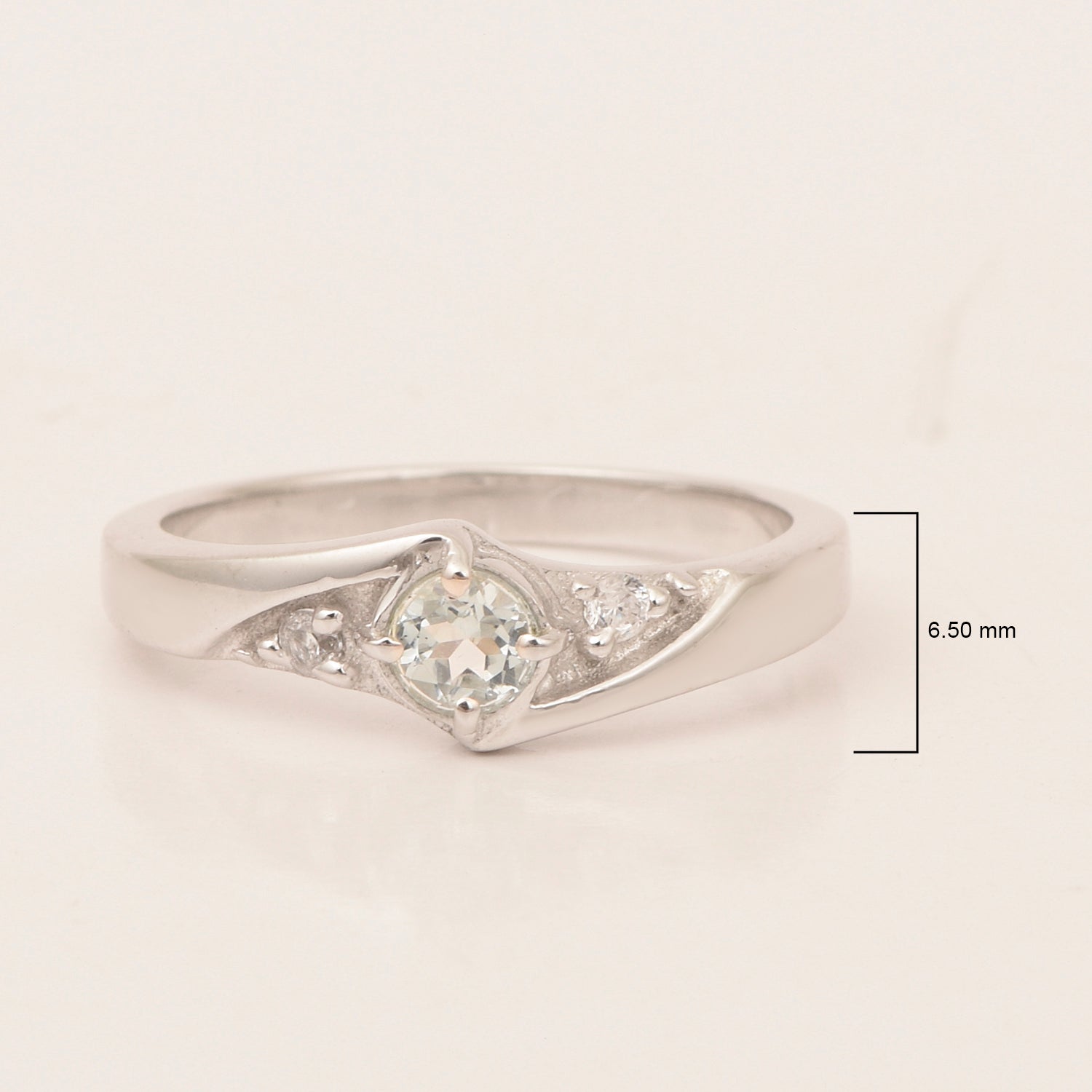 925 Sterling Silver Round Cut 4mm Blue Topaz Women's Engagement Ring - Kimaya INC