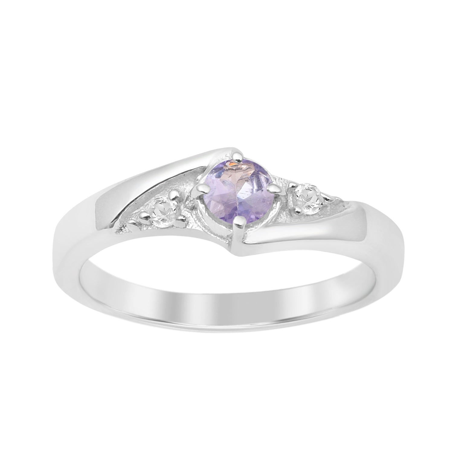 925 Sterling Silver Round 0.35 Ctw Tanzanite Women's Engagement Ring - Kimaya INC