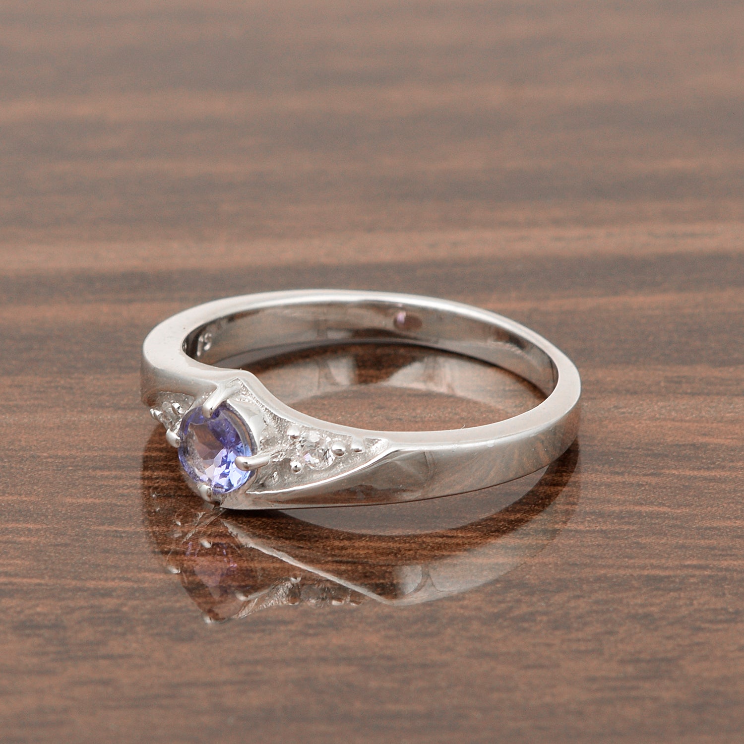 925 Sterling Silver Round 0.35 Ctw Tanzanite Women's Engagement Ring - Kimaya INC