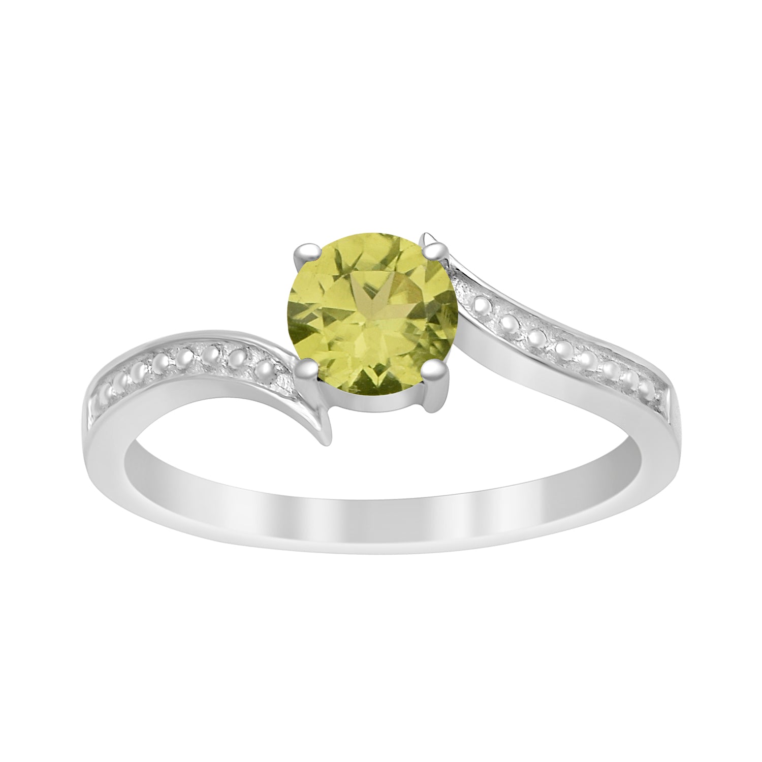 Solid 925 Sterling Silver Round 6mm Peridot Gemstone Women Promise Ring - Kimaya INC