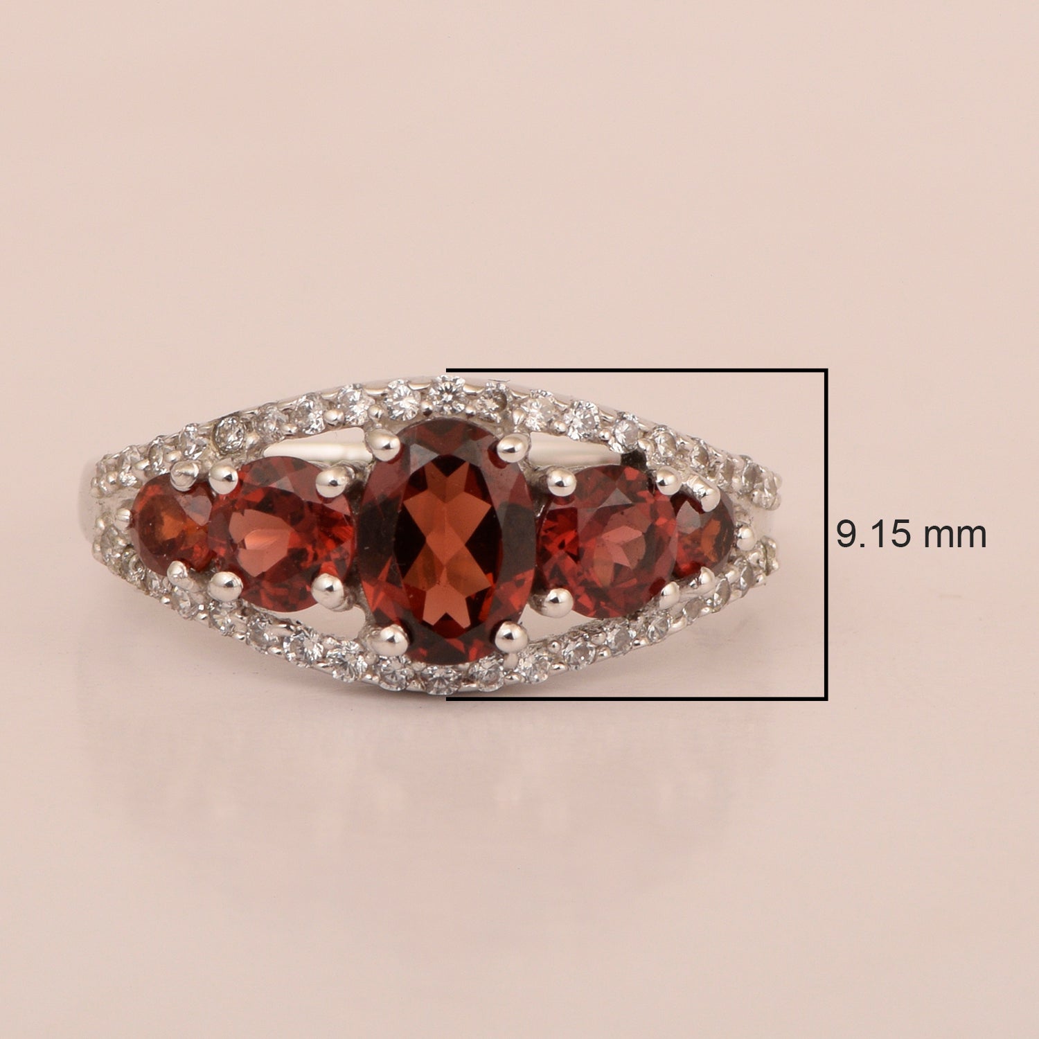925 Sterling Silver 2.20 Ctw Oval Garnet Women Love Promise Ring - Kimaya INC