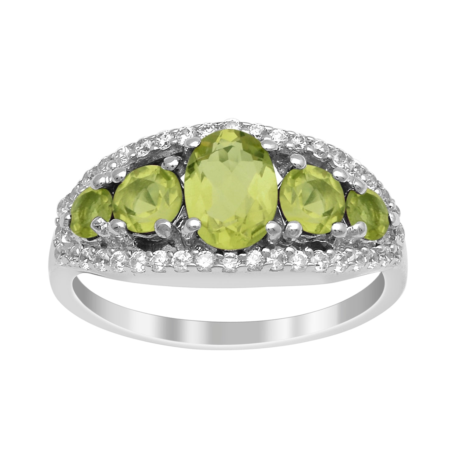 925 Sterling Silver 2.20 Ctw Oval Peridot Women Love Promise Ring - Kimaya INC