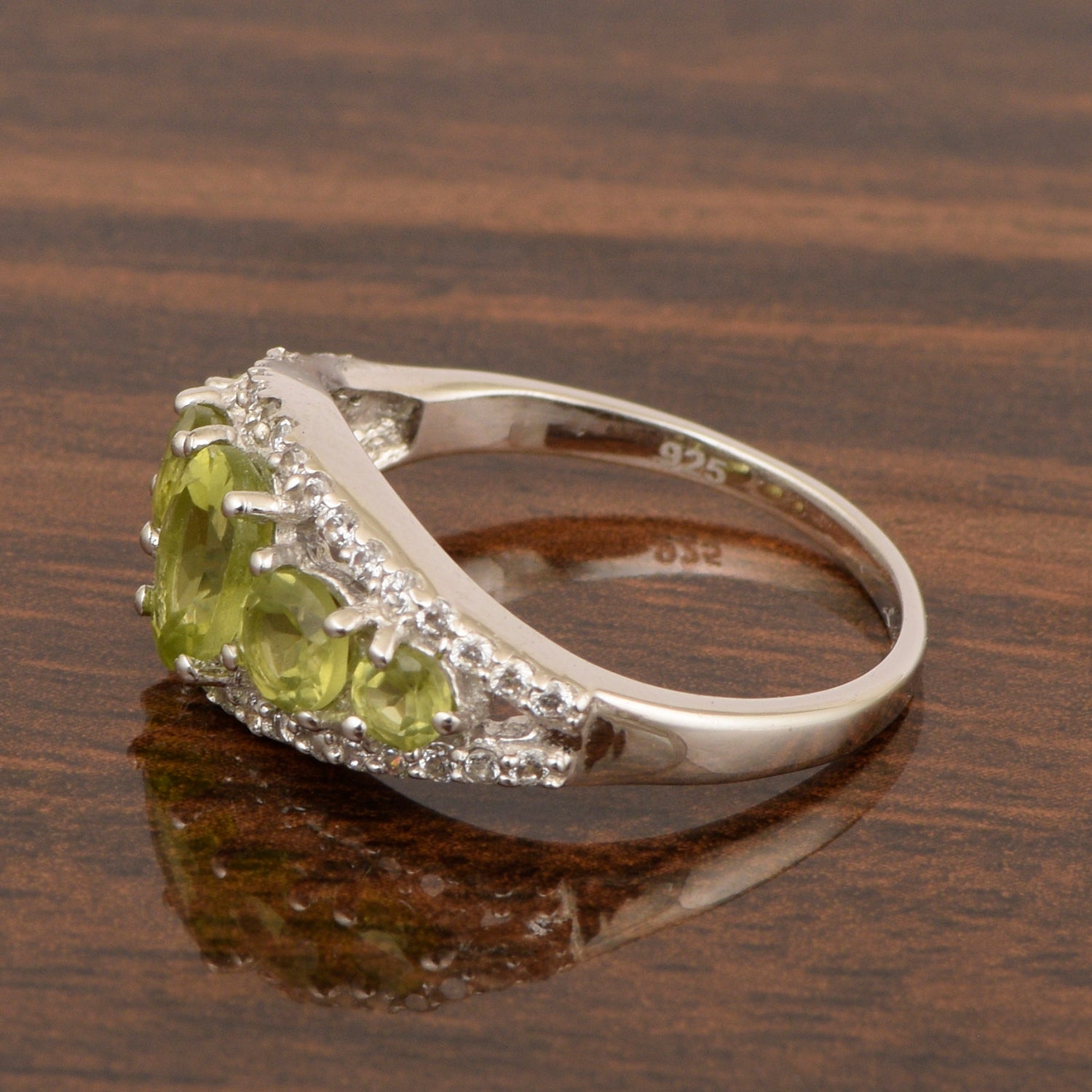 925 Sterling Silver 2.20 Ctw Oval Peridot Women Love Promise Ring - Kimaya INC