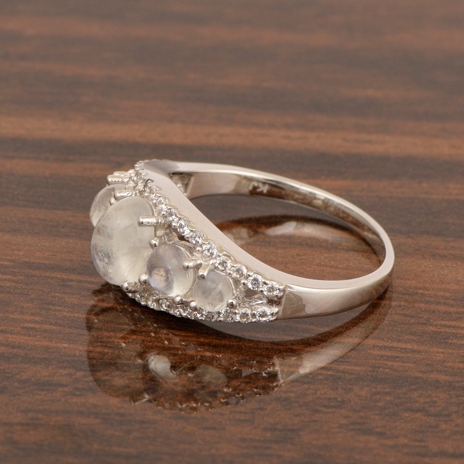 925 Sterling Silver 2.20 Ctw Oval Moonstone Women Love Promise Ring - Kimaya INC