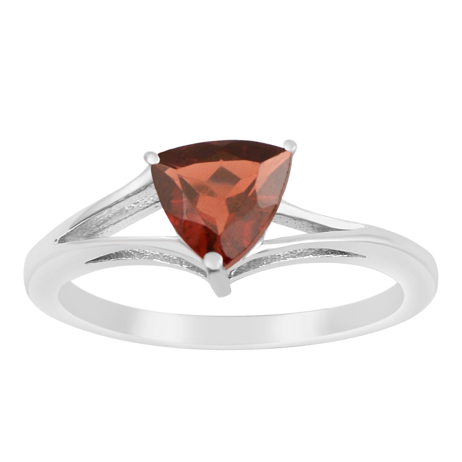925 Sterling Silver Trillion Cut 7MM Natural Garnet Gemstone Rings - Kimaya INC