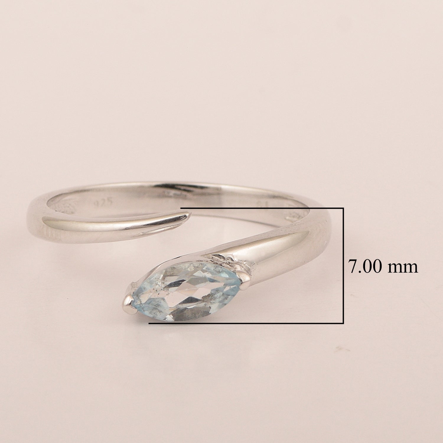 Stackable Marquise 0.70 Ctw Aquamarine Women Engagement Ring - Kimaya INC