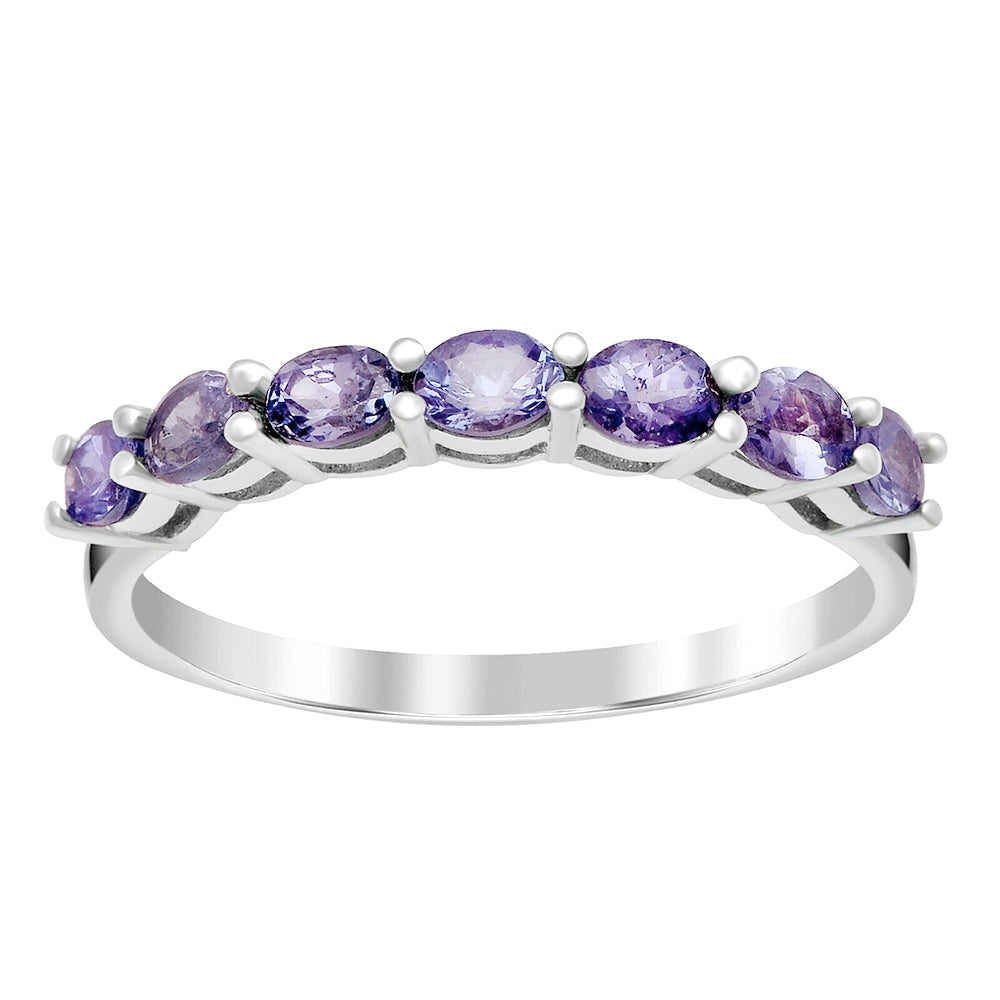 Sterling Silver Oval 4X3 MM Tanzanite Women Eternity Wedding Ring - Kimaya INC