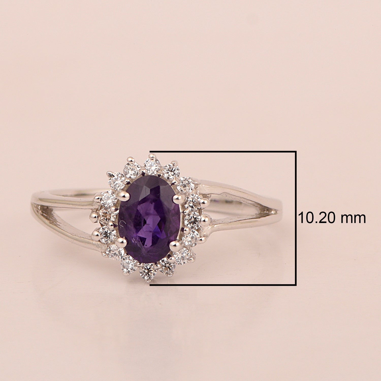 Oval Shape Amethyst 1.5ct. 8X6mm Gemstone 925 Sterling Silver Solitaire Accents Ring - Kimaya INC