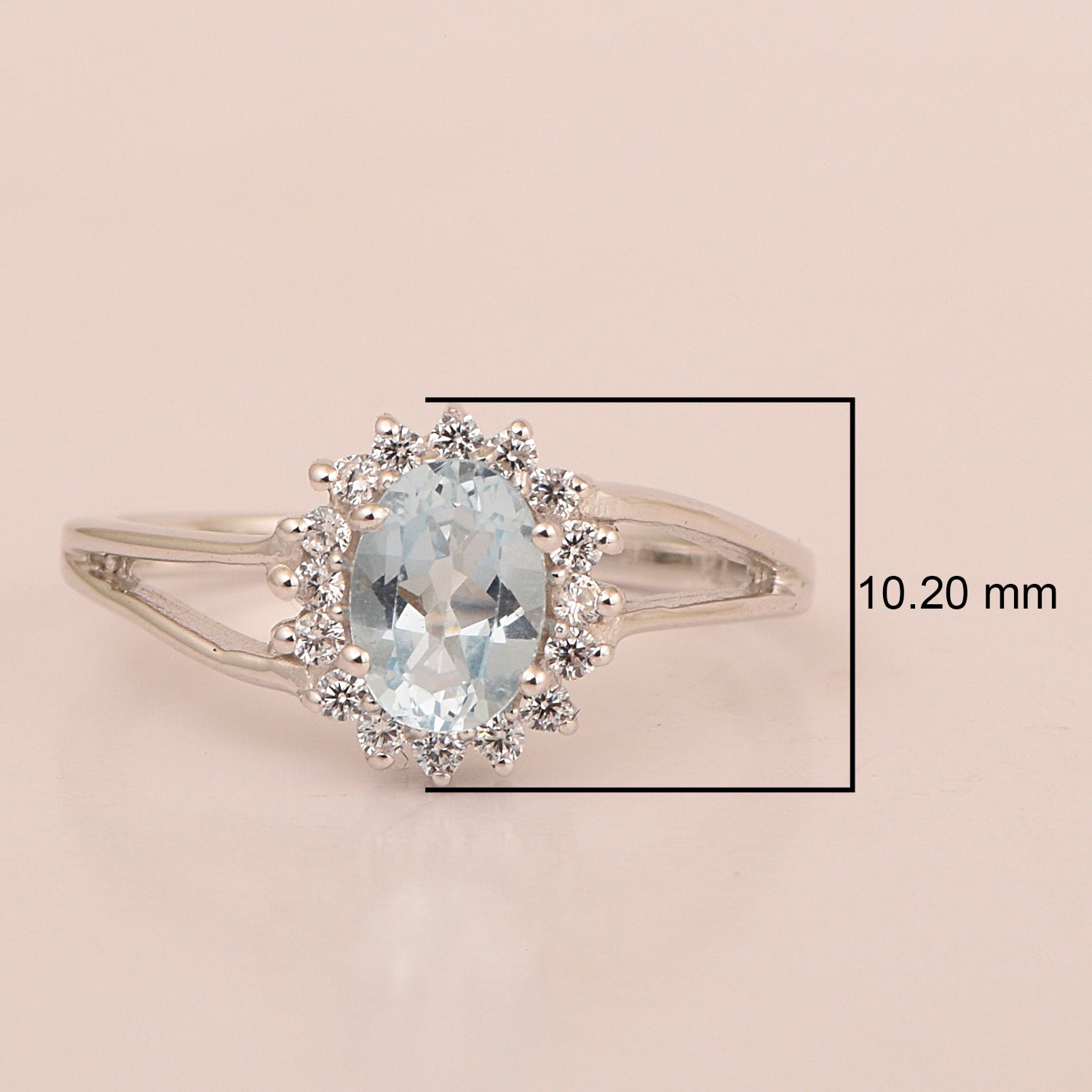 Oval Shape Aquamarine 1.5ct. 8X6mm Gemstone 925 Sterling Silver Solitaire Accents Ring - Kimaya INC