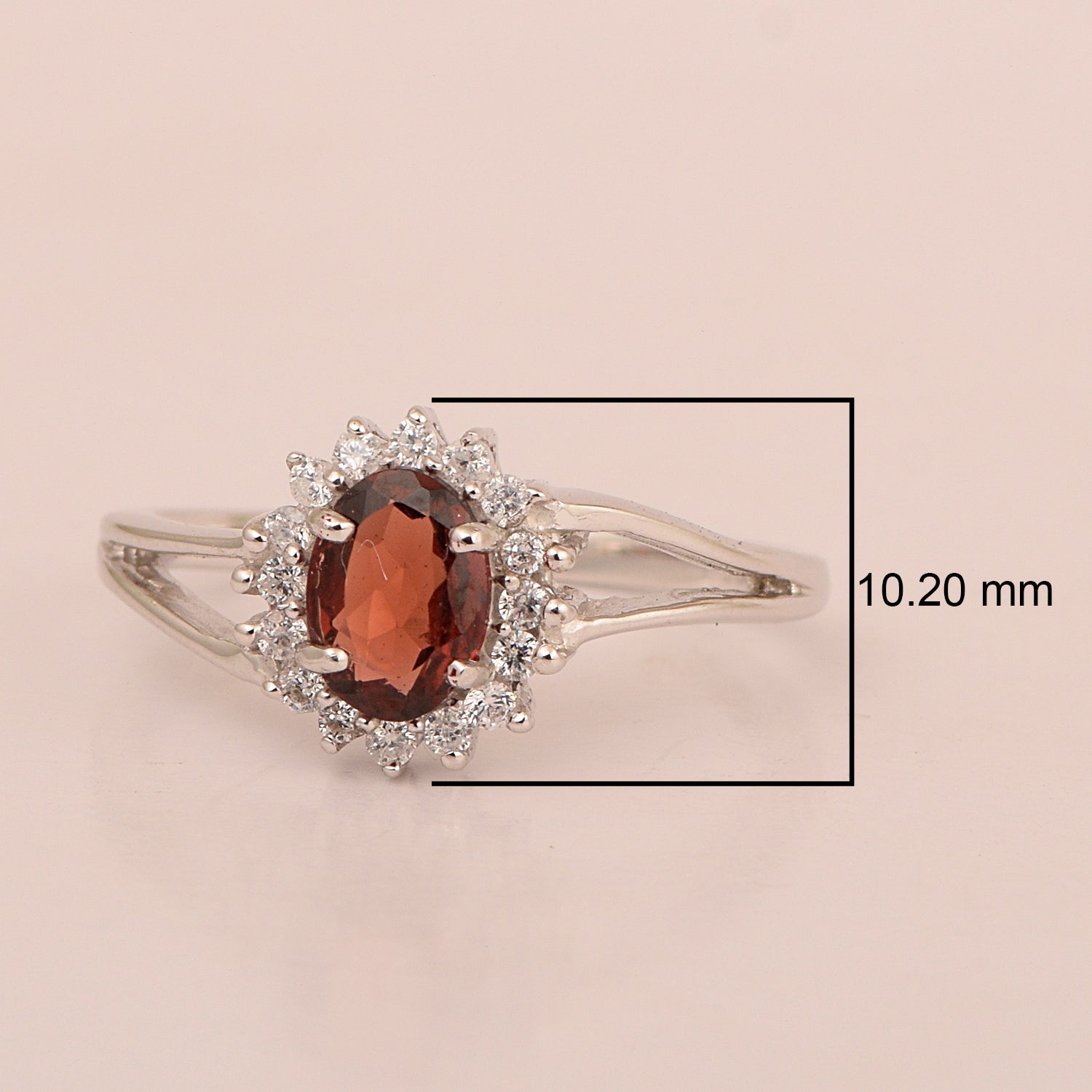 Oval Shape Garnet 1.5ct. 8X6mm Gemstone 925 Sterling Silver Solitaire Accents Ring - Kimaya INC