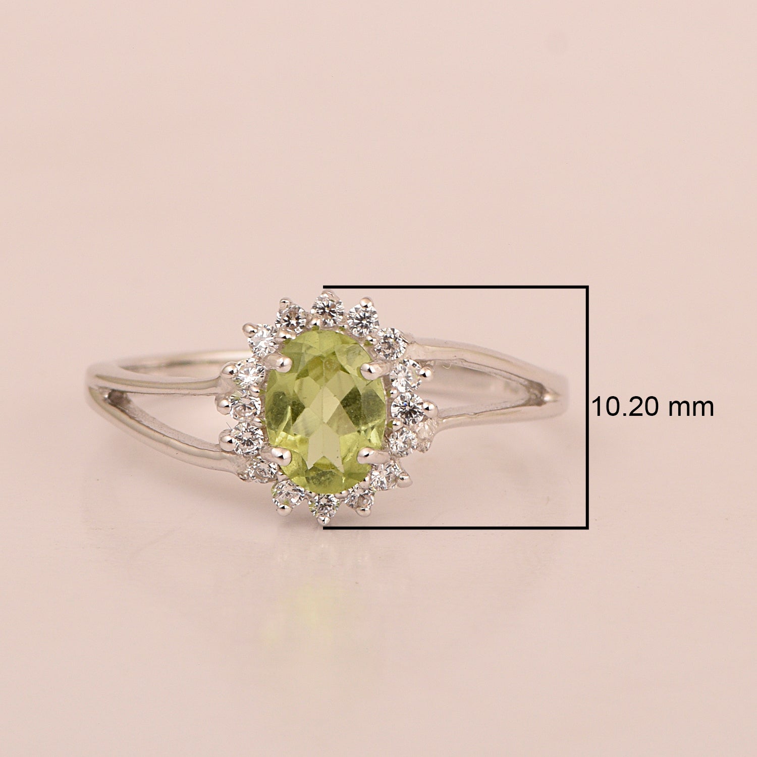 Oval Shape Peridot 1.5ct. 8X6mm Gemstone 925 Sterling Silver Solitaire Accents Ring - Kimaya INC