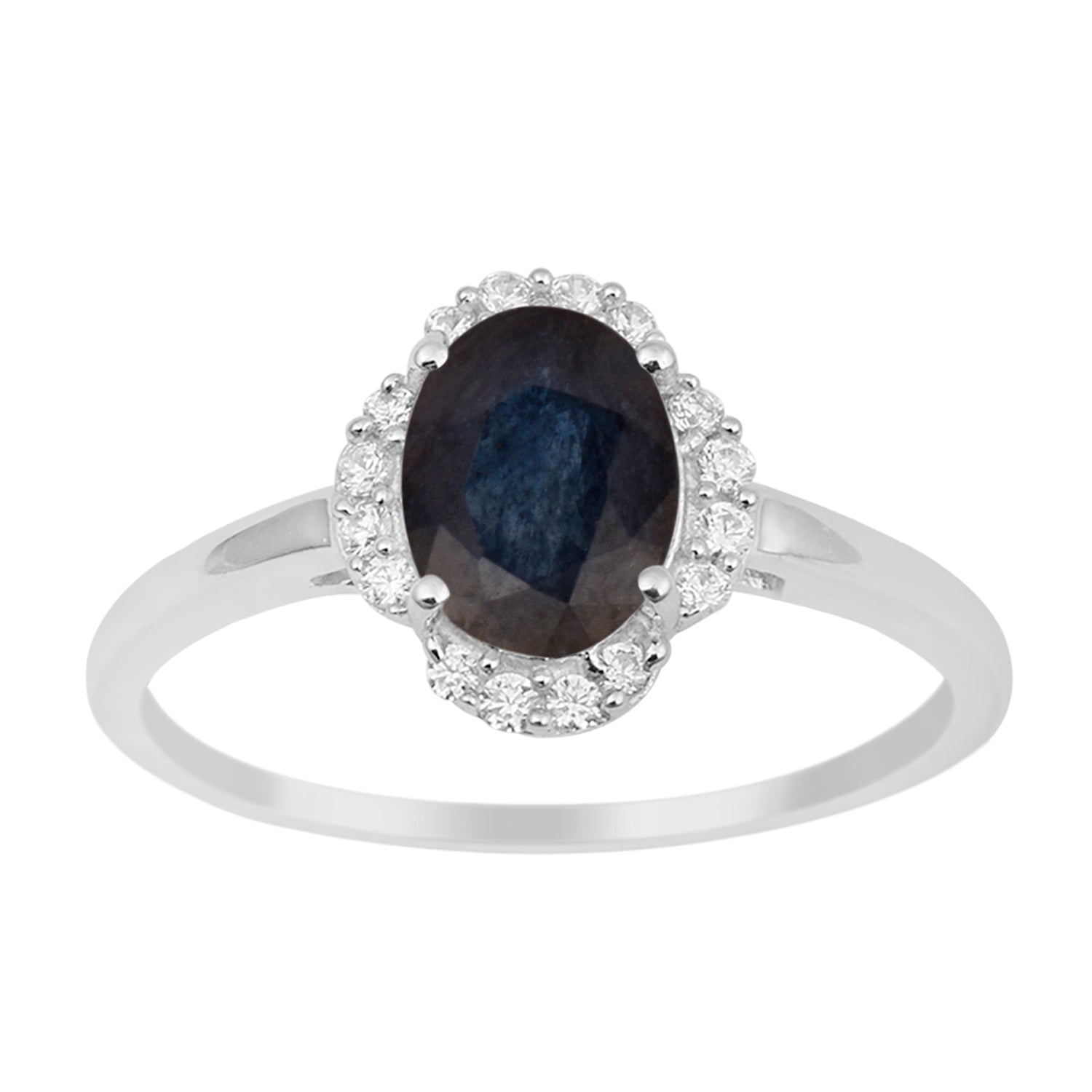 925 Sterling Silver Oval Shape 8X6 MM Blue Sapphire Women Engagement Ring - Kimaya INC