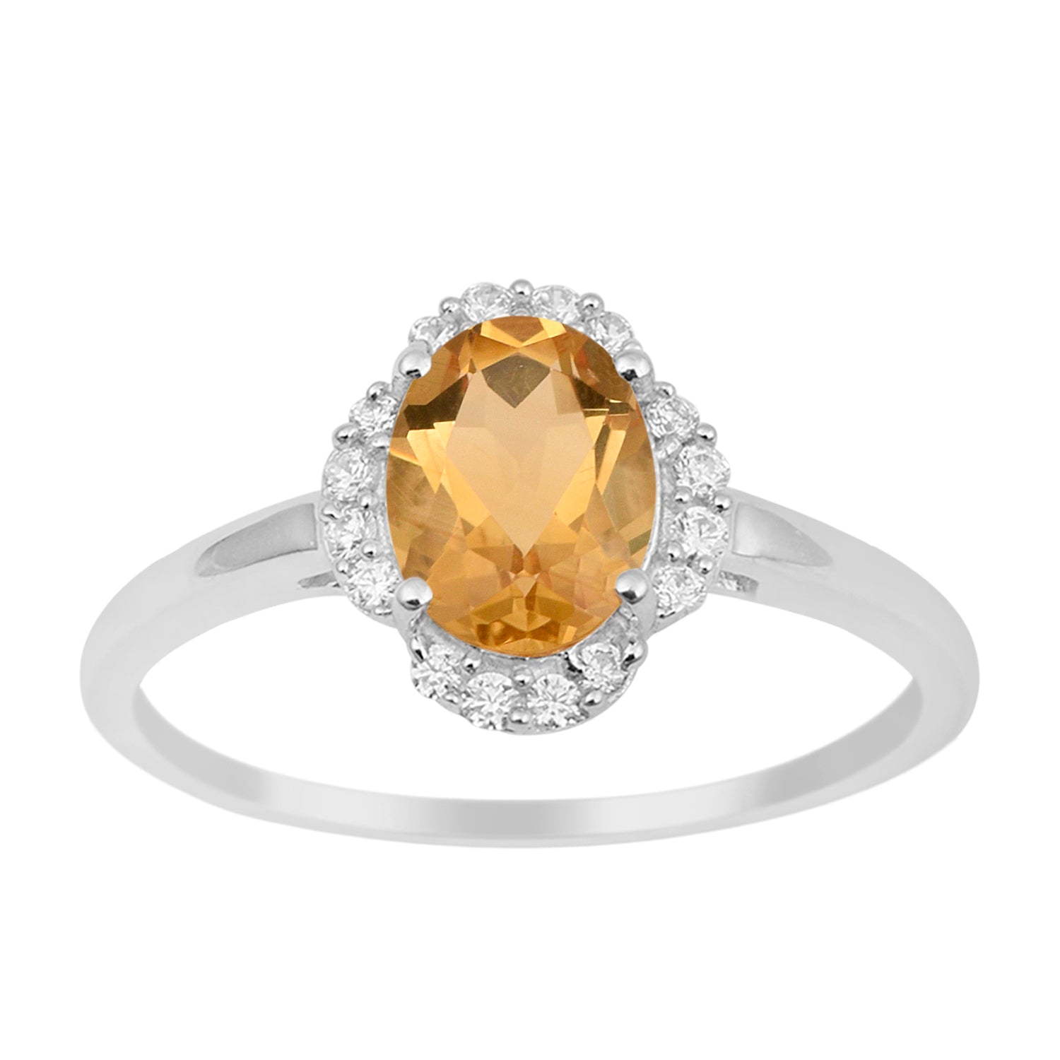 925 Sterling Silver Oval Shape 8X6 MM Citrine Women Engagement Ring - Kimaya INC