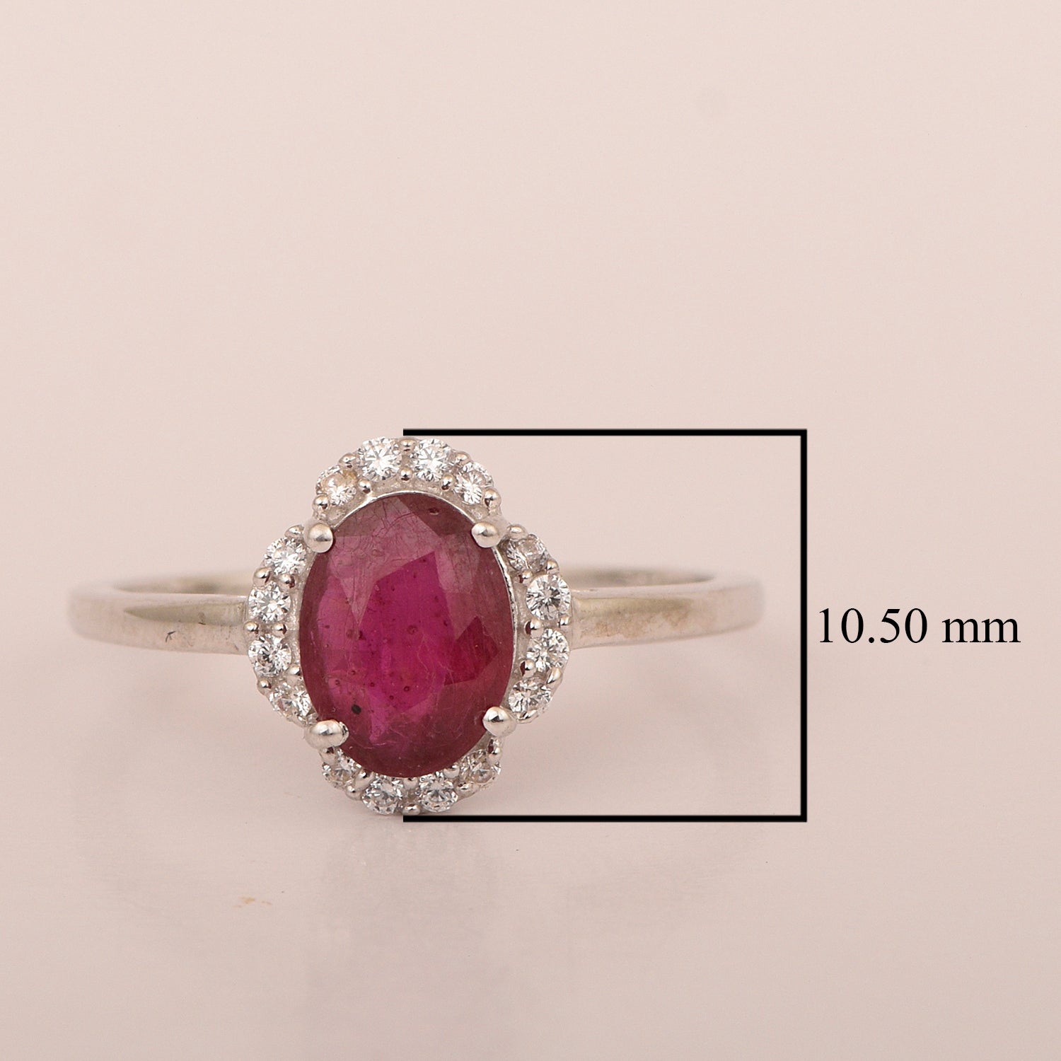 925 Sterling Silver Oval Shape 8X6 MM Ruby Women Engagement Ring - Kimaya INC