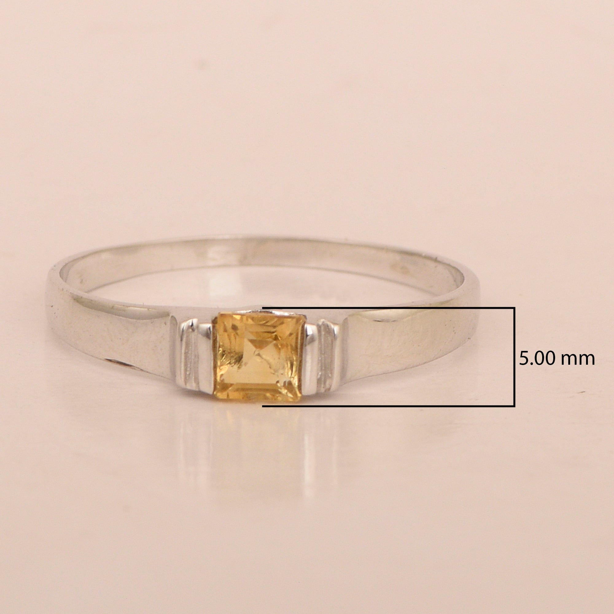 925 Sterling Silver Ring Princess Cut 4MM Citrine Wedding Stacking Ring - Kimaya INC