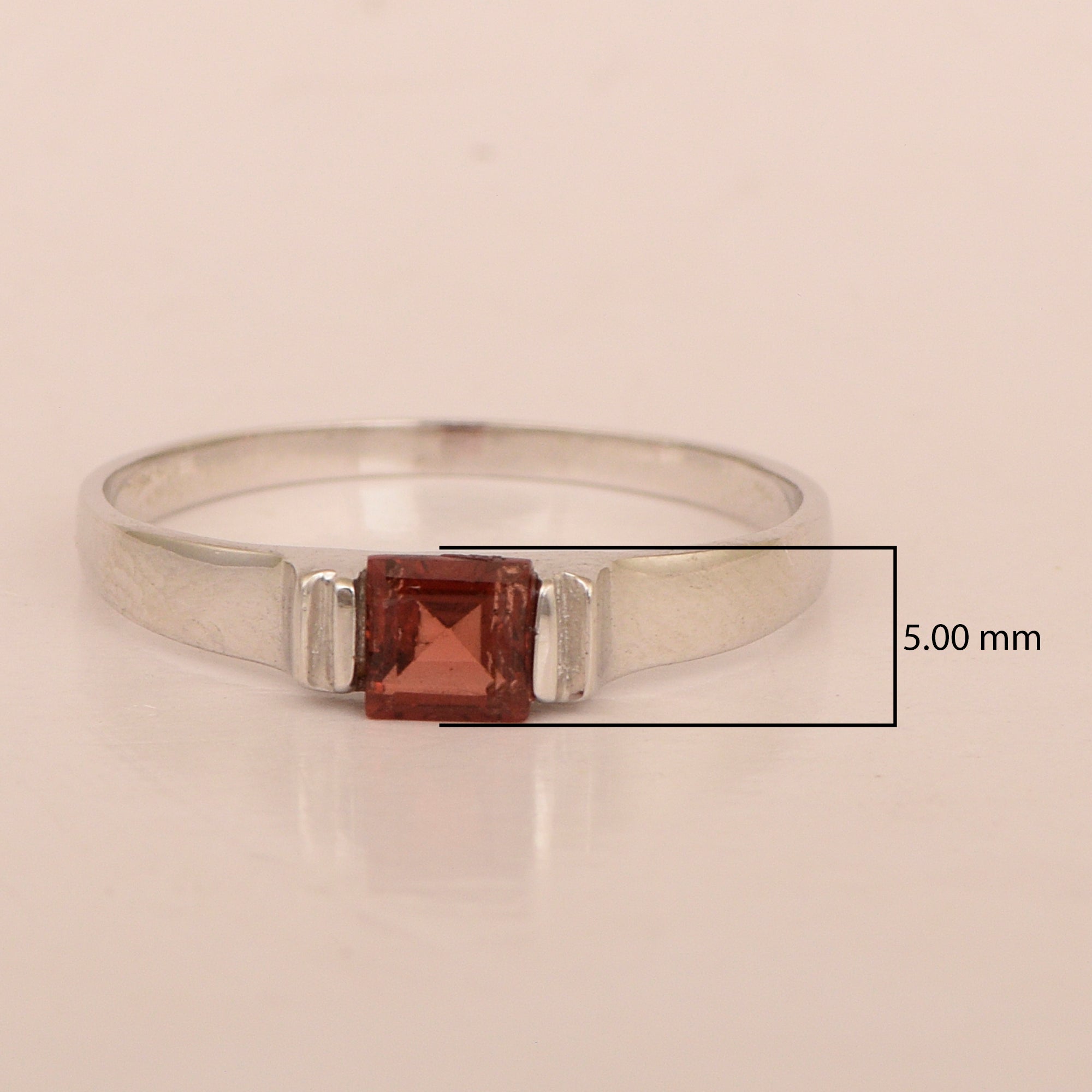 925 Sterling Silver Ring Princess Cut 4MM Garnet Wedding Stacking Ring - Kimaya INC