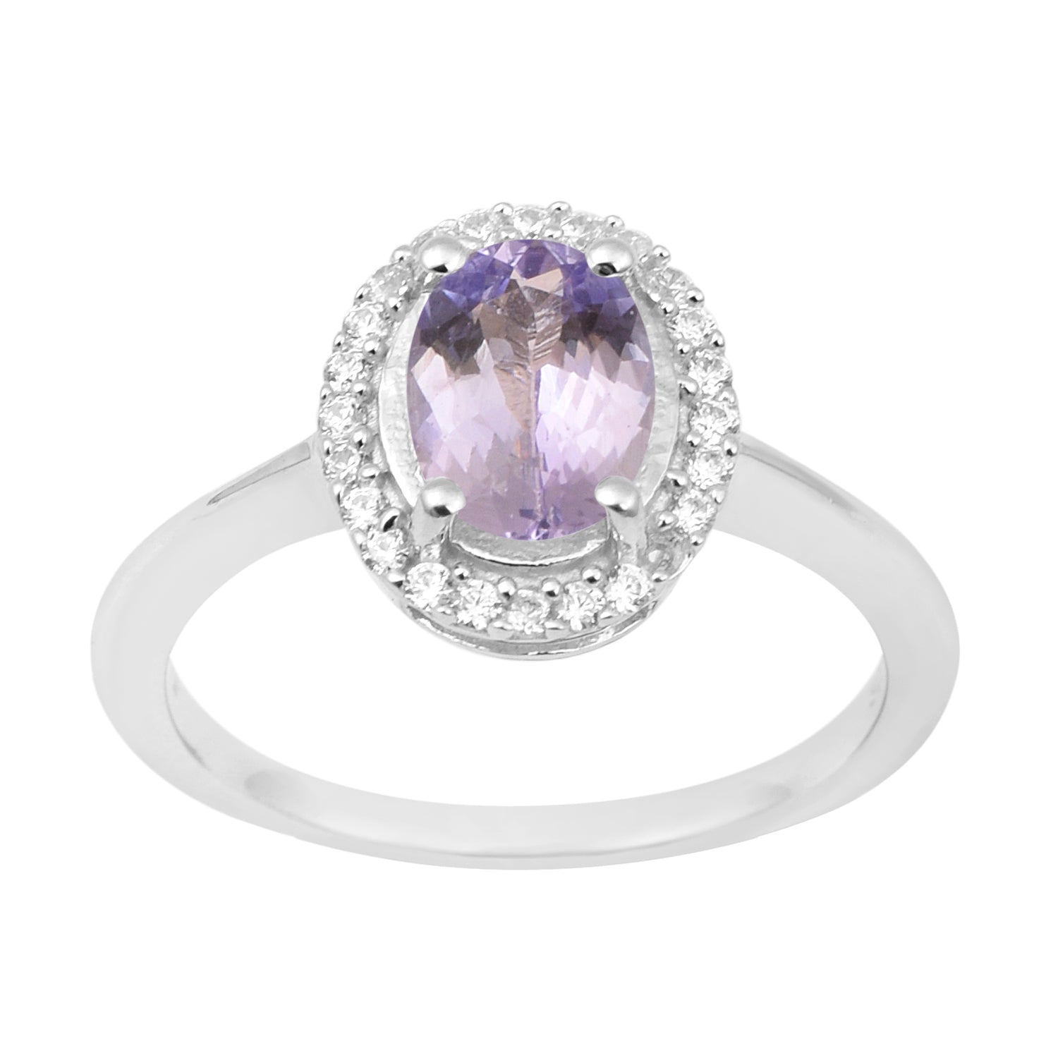 925 Sterling Silver 1.75 Ctw Oval Tanzanite & White Accents Women Ring - Kimaya INC