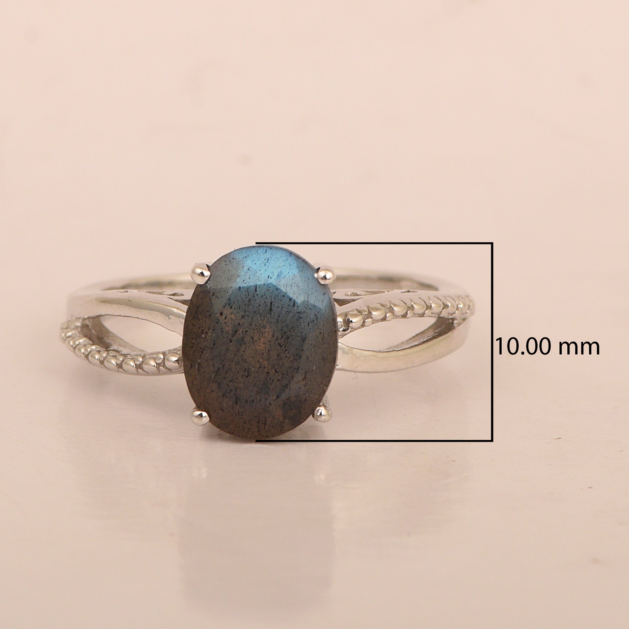 3ct Oval Labradorite 925 Sterling Silver Promise Rings for Her - Kimaya INC