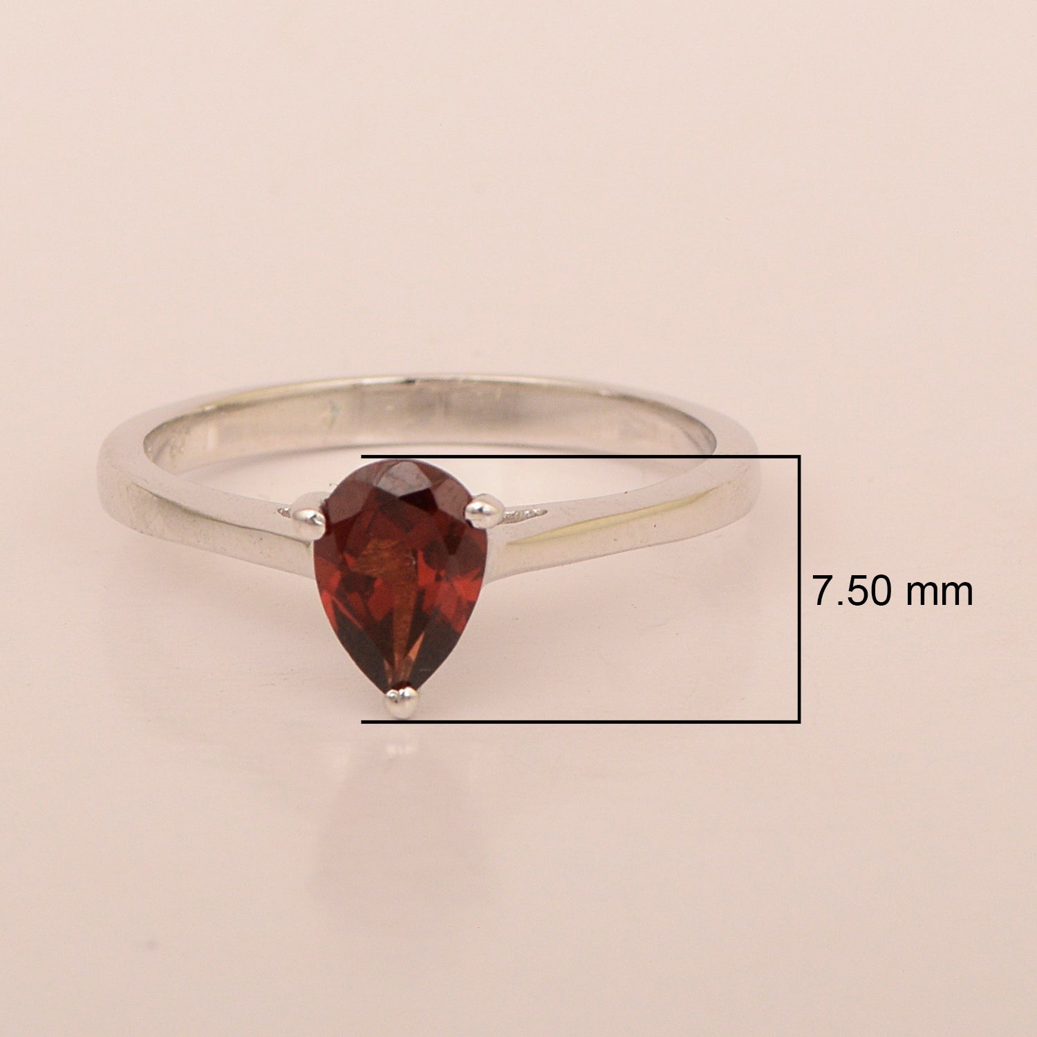 925 Sterling Silver Pear 7x5mm Garnet Gemstone Solitaire Engagement Ring - Kimaya INC