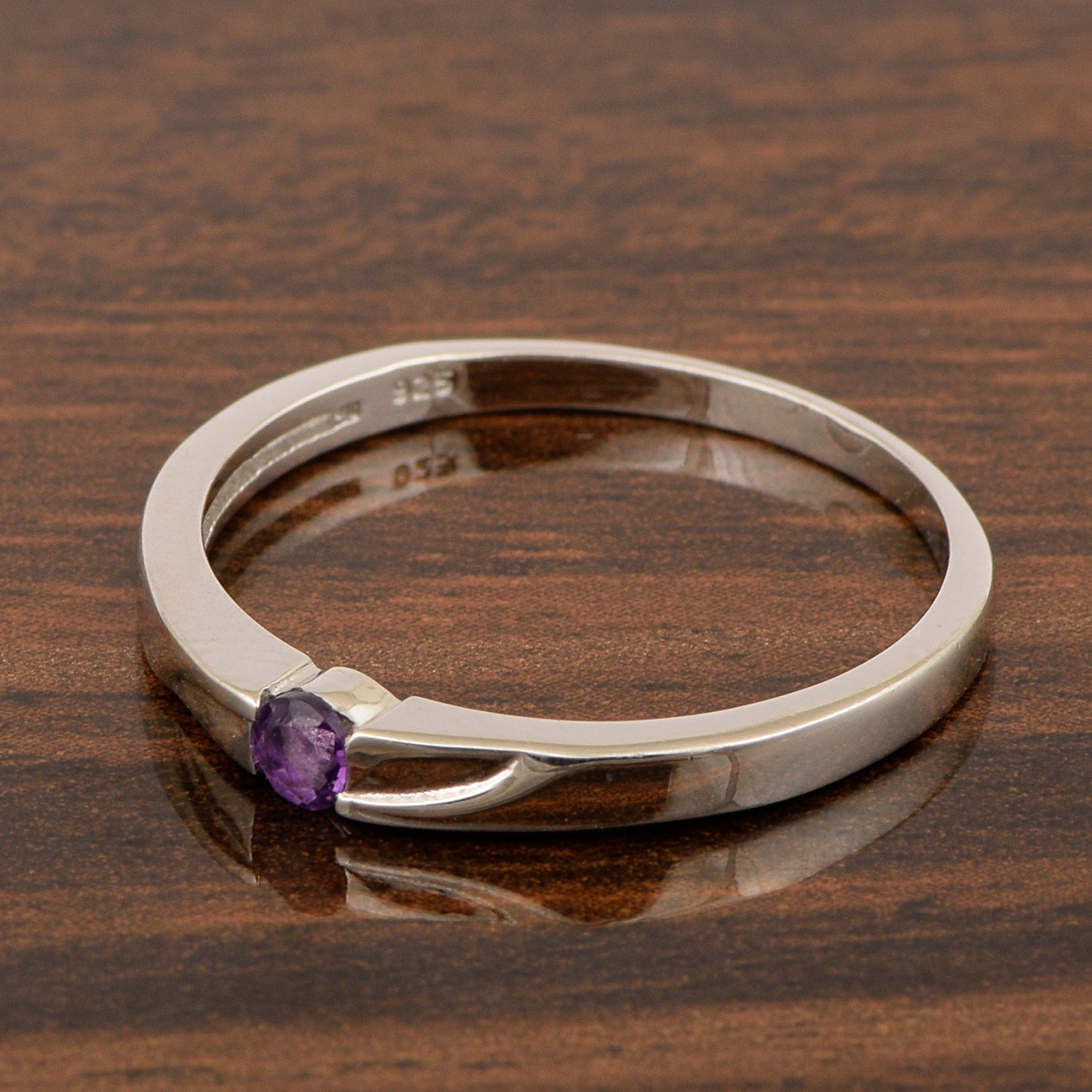 925 Sterling Silver Round 3MM Amethyst Women Tiny Stackable Ring - Kimaya INC