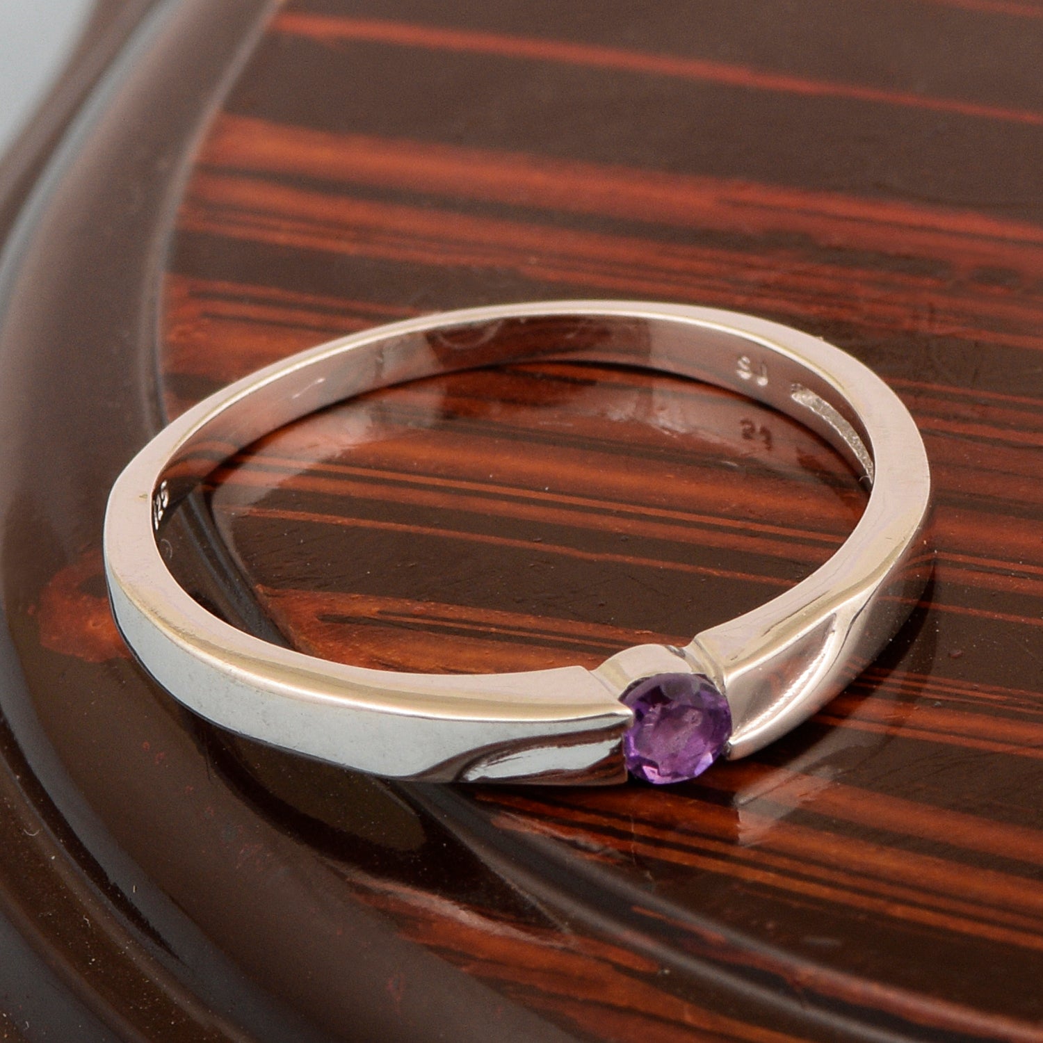925 Sterling Silver Round 3MM Amethyst Women Tiny Stackable Ring - Kimaya INC
