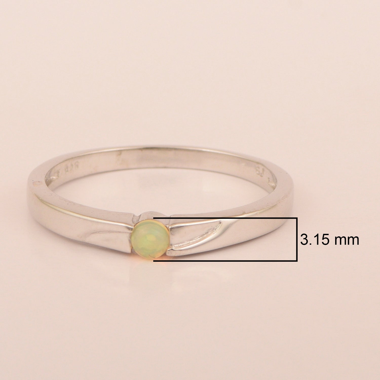 925 Sterling Silver Round 3MM Opal Women Tiny Stackable Ring - Kimaya INC