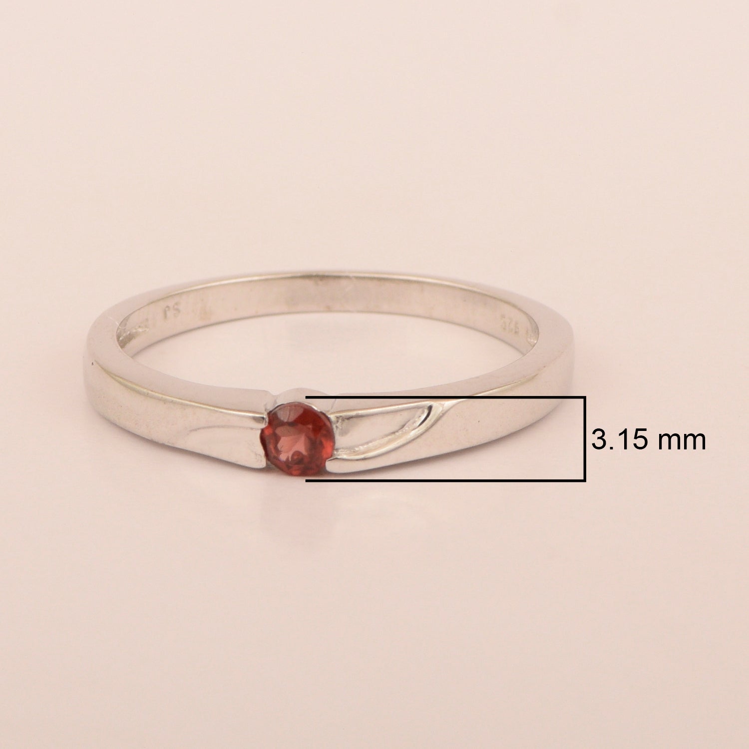 925 Sterling Silver Round 3MM Garnet Women Tiny Stackable Ring - Kimaya INC