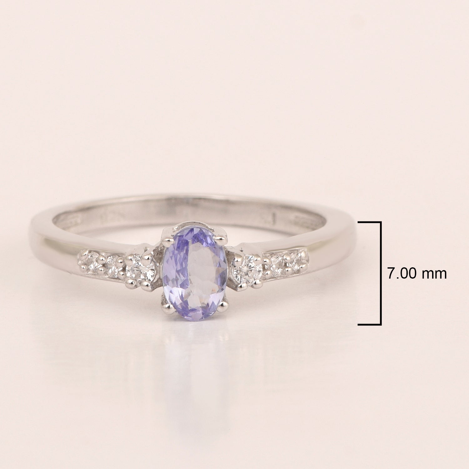 925 Sterling Silver Oval 6X4mm Tanzanite & White Accents Women Engagement Ring - Kimaya INC