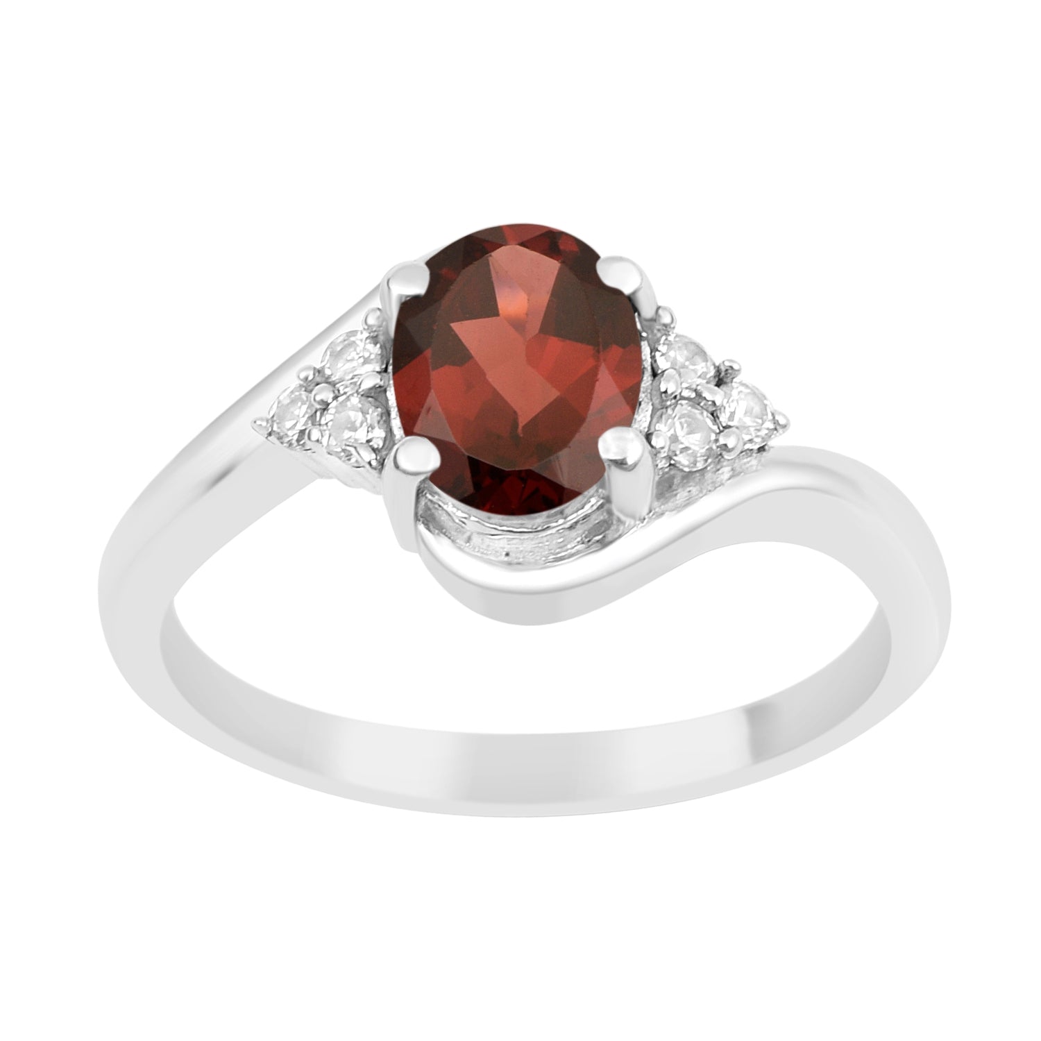 Oval Cut 1.5 Ctw Garnet Sterling Silver Solitaire Rings - Kimaya INC