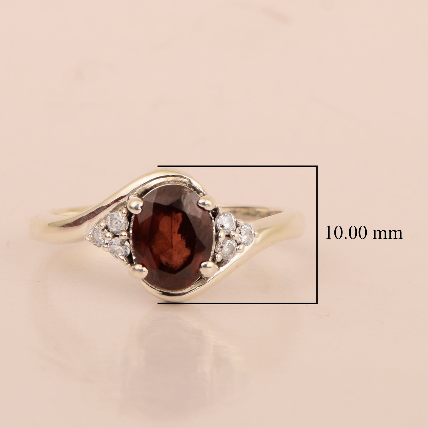 Oval Cut 1.5 Ctw Garnet Sterling Silver Solitaire Rings - Kimaya INC