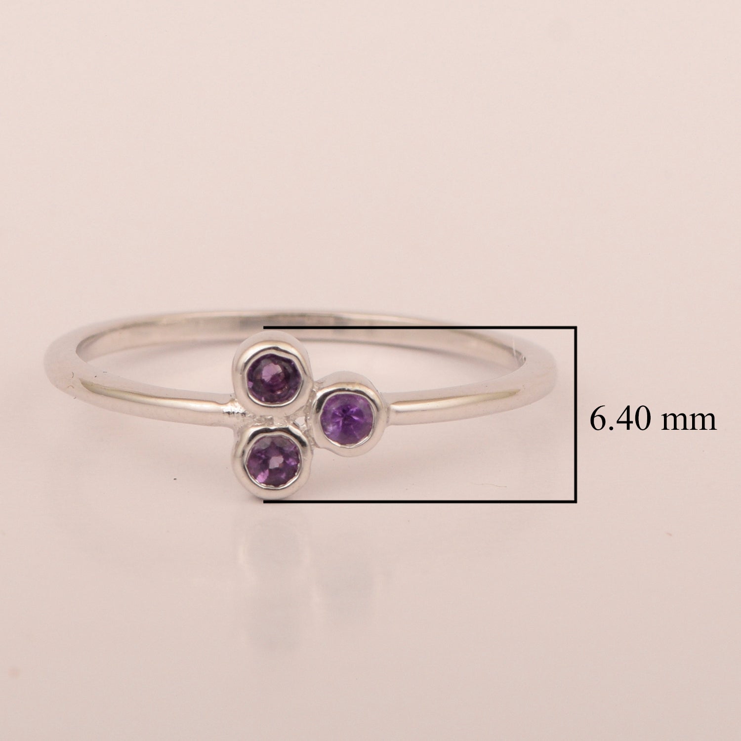 Stackable 925 Sterling Silver Round 2MM Amethyst Women Wedding Ring - Kimaya INC