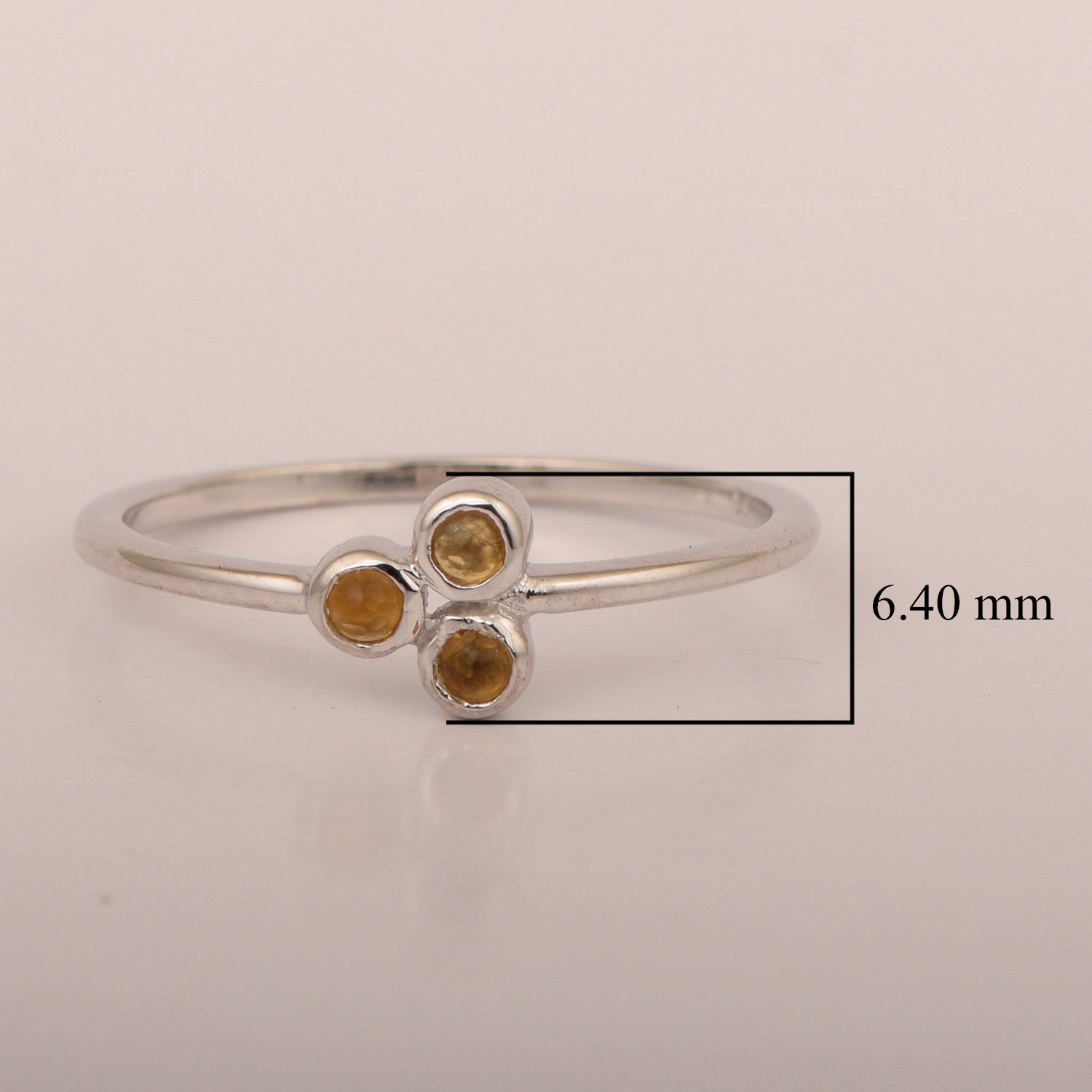 Stackable 925 Sterling Silver Round 2MM Citrine Women Wedding Ring - Kimaya INC