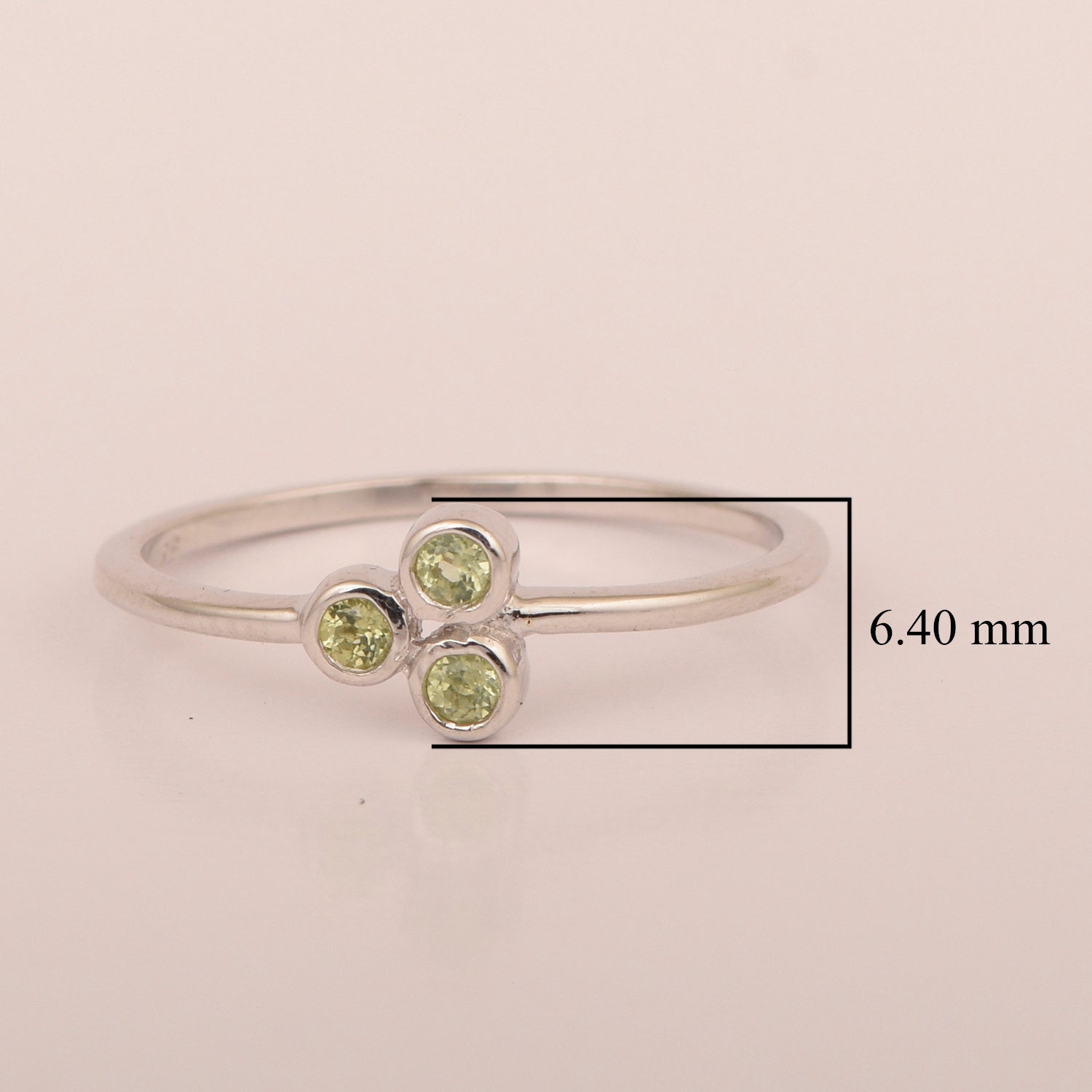 Stackable 925 Sterling Silver Round 2MM Peridot Women Wedding Ring - Kimaya INC