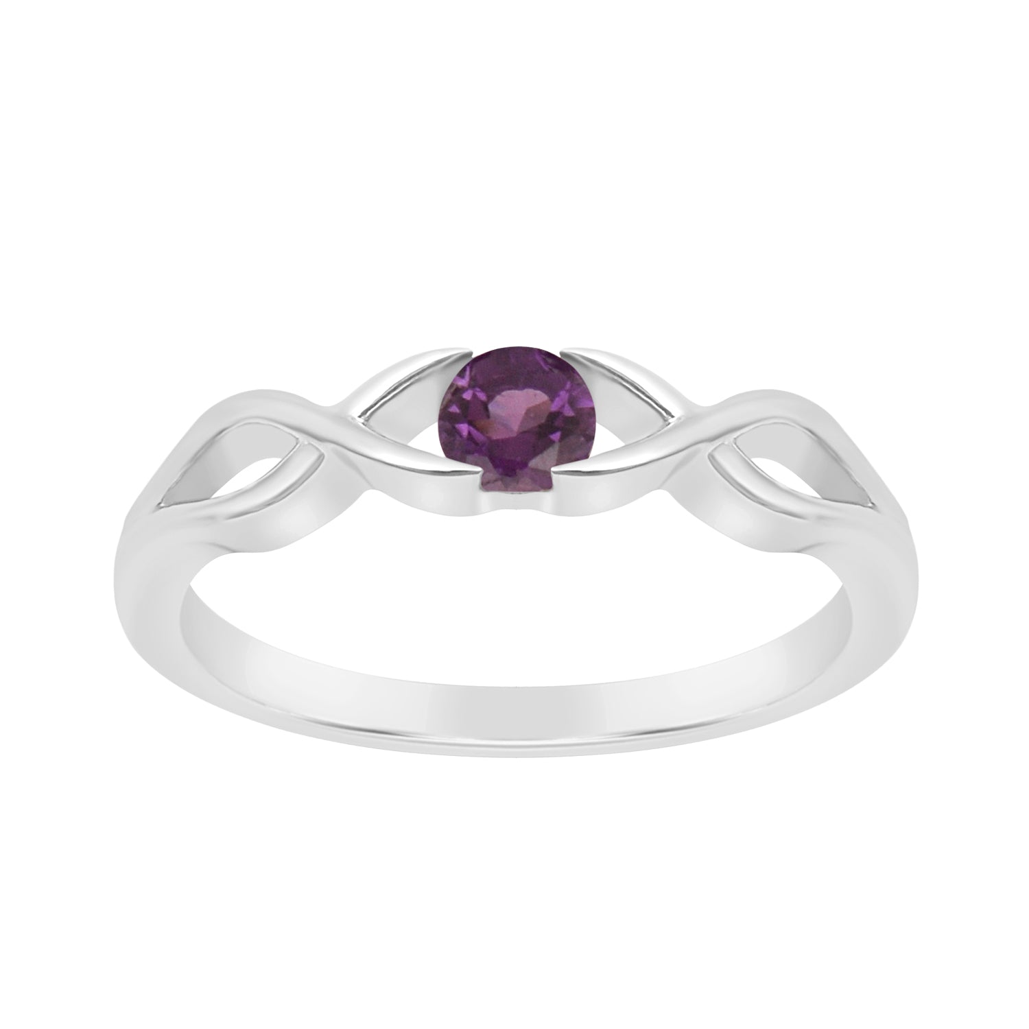 Infinity Knot Round 4mm Amethyst Women Engagement Rings - Kimaya INC