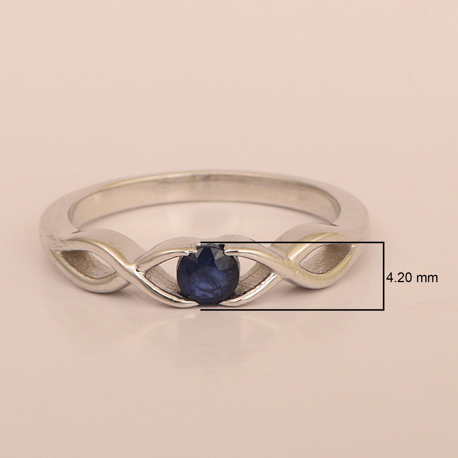 Infinity Knot Round 4mm Blue Sapphire Women Engagement Rings - Kimaya INC