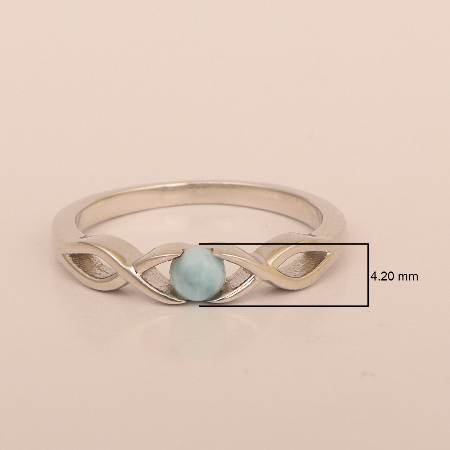 Infinity Knot Round 4mm Larimar Women Engagement Rings - Kimaya INC