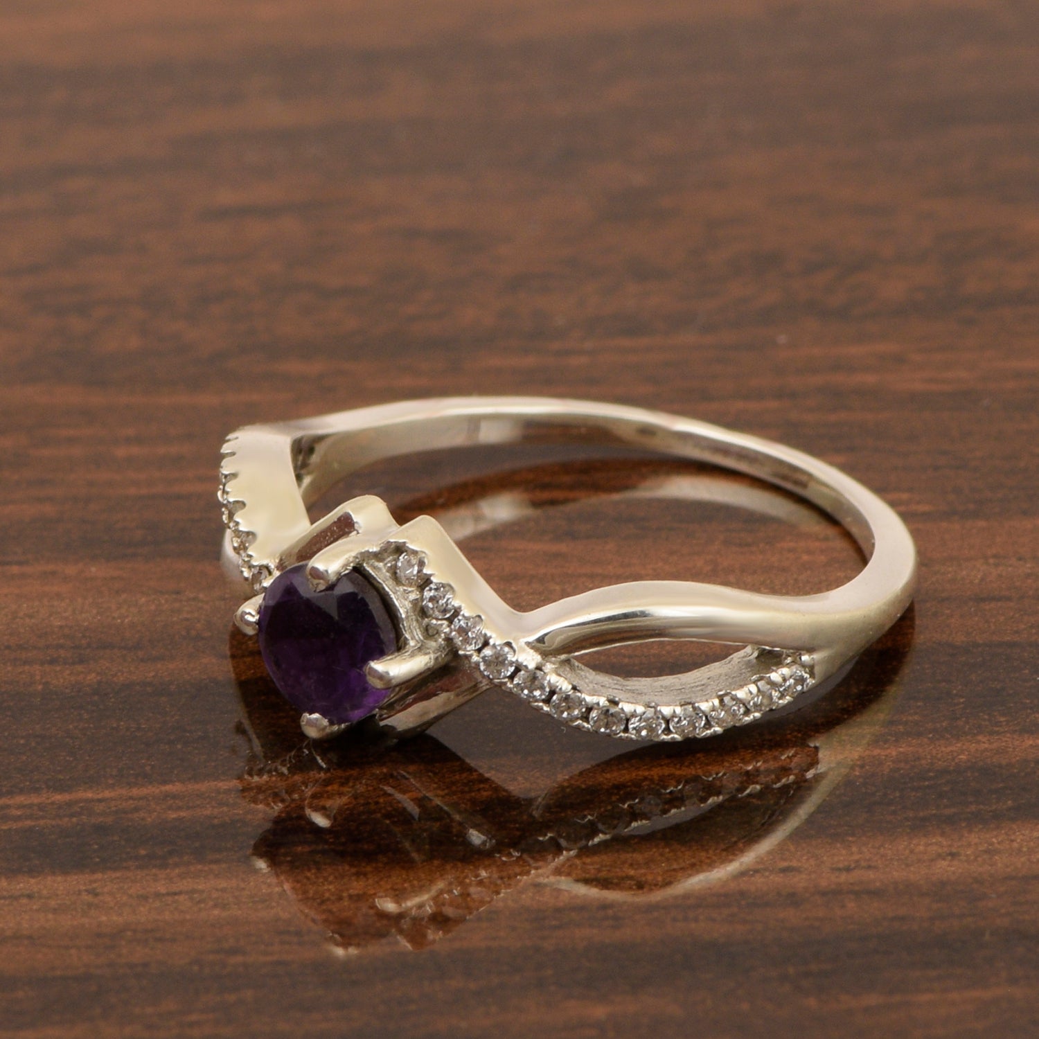 Sterling Silver Infinity Round 0.50 Ctw Amethyst Women Engagement Ring - Kimaya INC