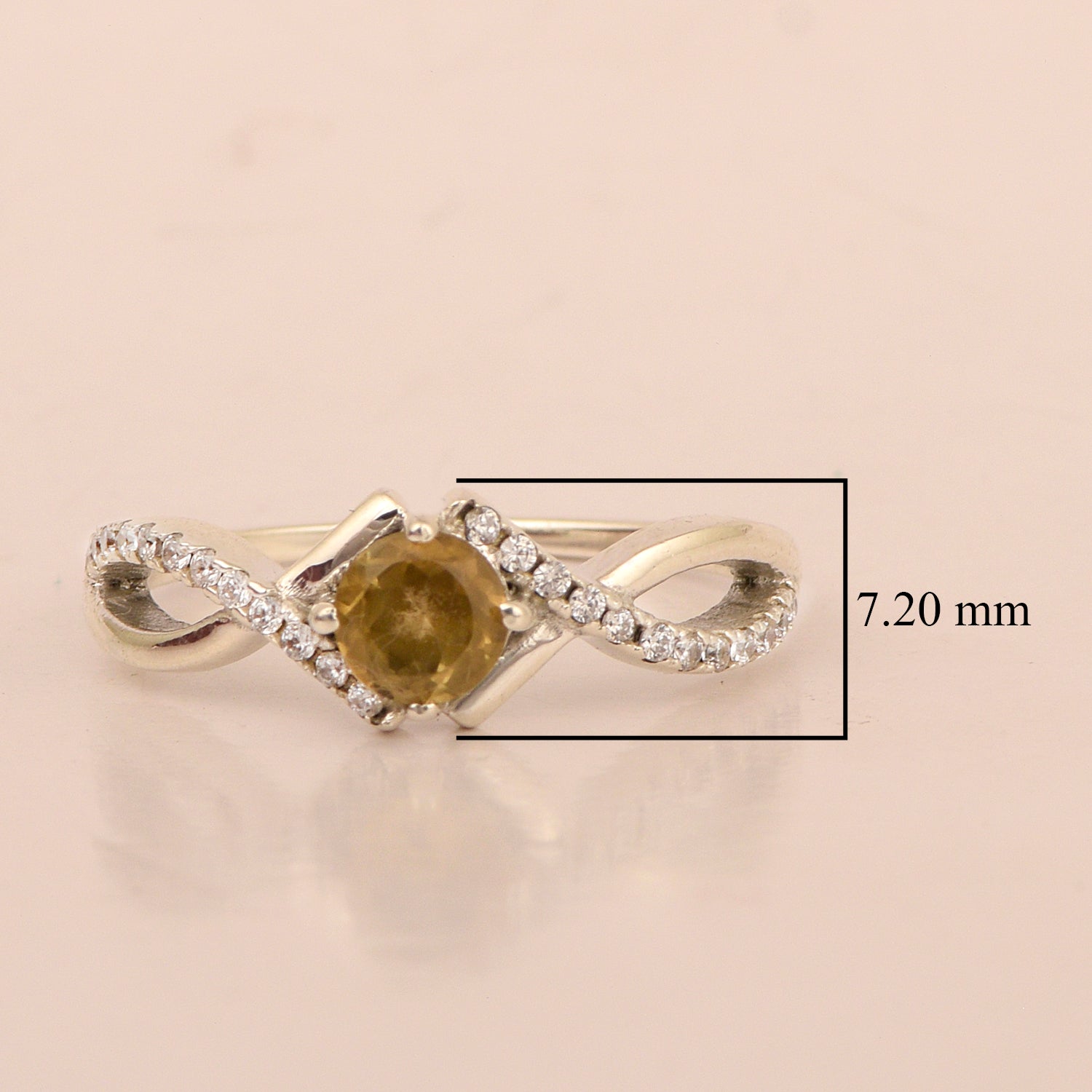 Sterling Silver Infinity Round 0.50 Ctw Citrine Women Engagement Ring - Kimaya INC
