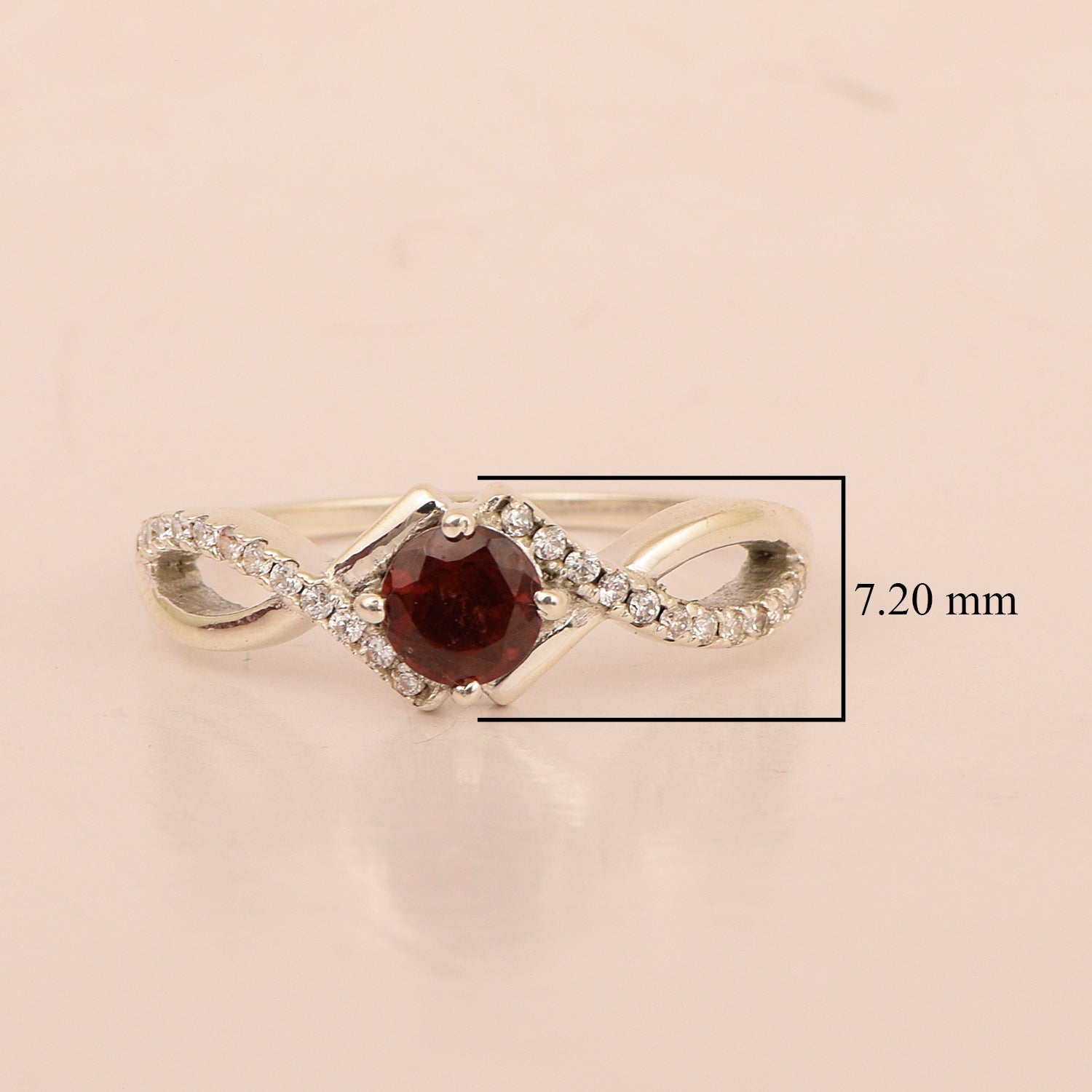 Sterling Silver Infinity Round 0.50 Ctw Garnet Women Engagement Ring - Kimaya INC