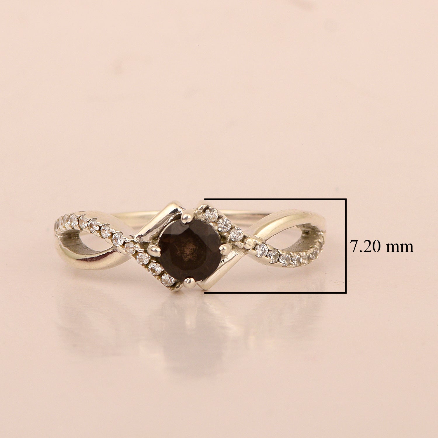 Sterling Silver Infinity Round 0.50 Ctw Smoky Quartz Women Engagement Ring - Kimaya INC